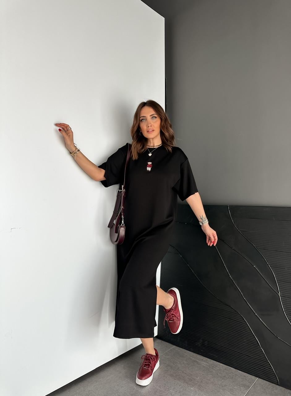 Siyah Ayıcıklı Modal Basic Elbise