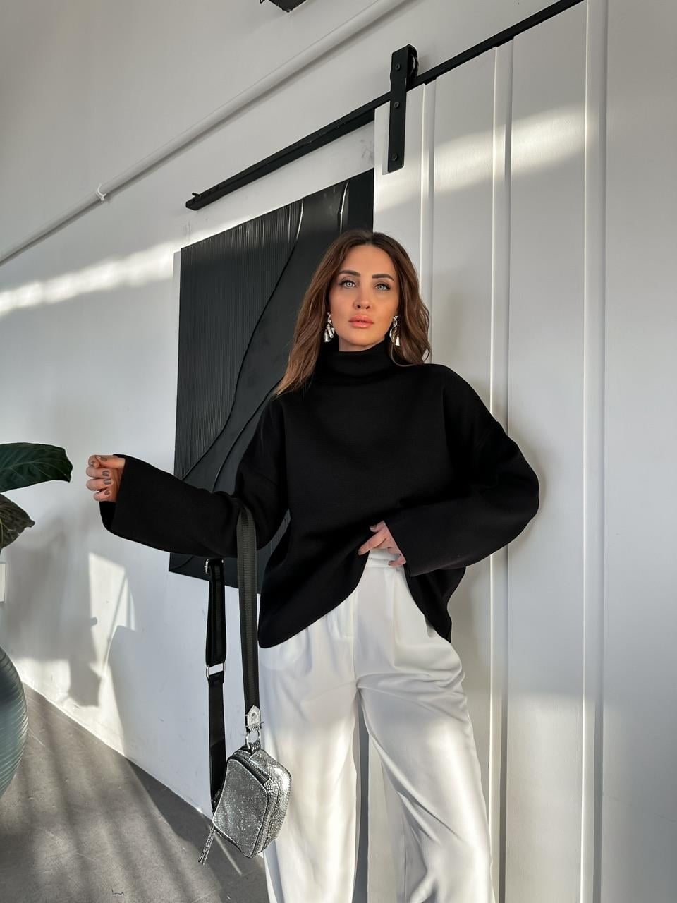 Siyah Balıkçı Yaka Basic Kazak