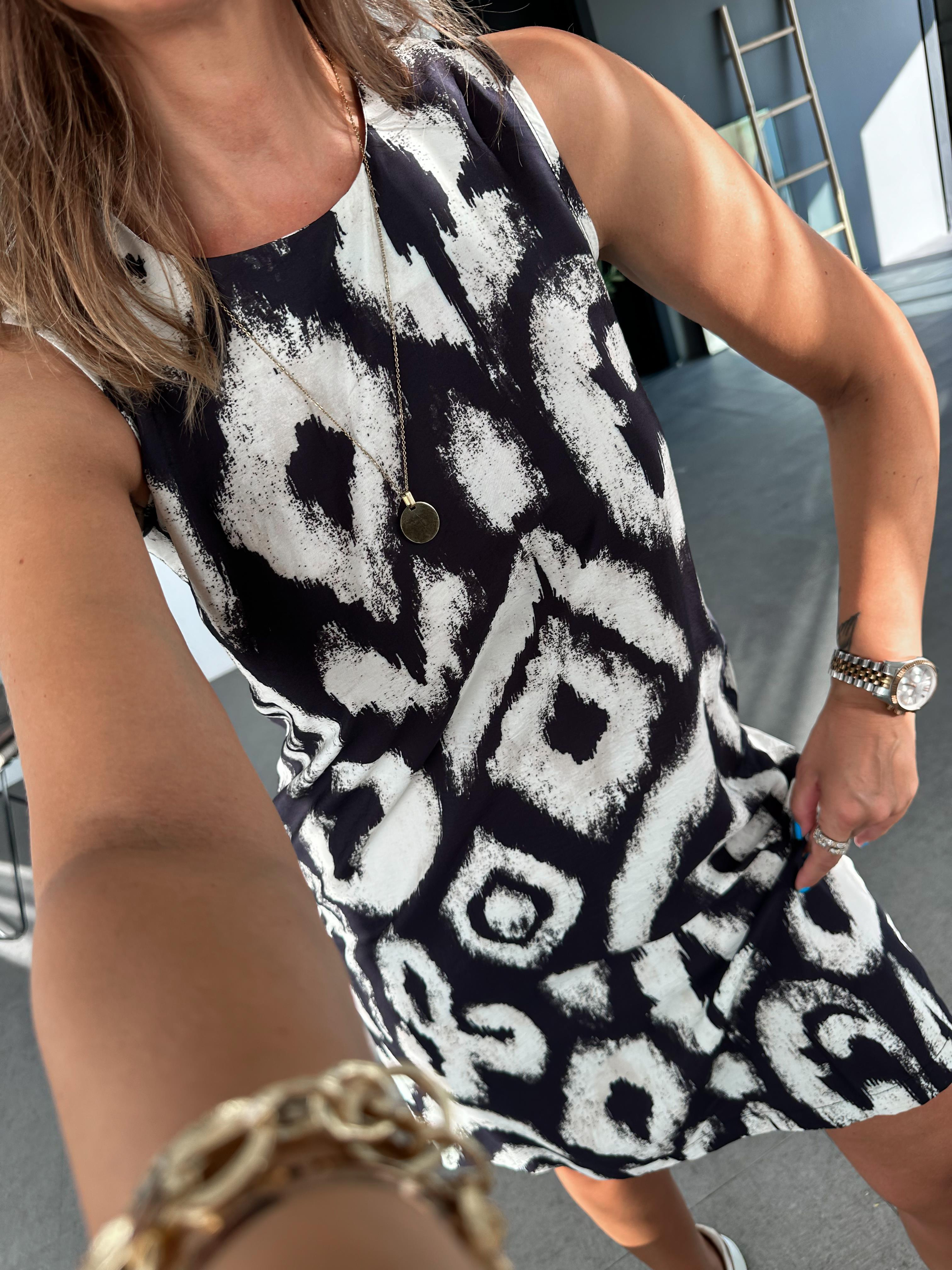 Siyah Batik Desen Basic Elbise