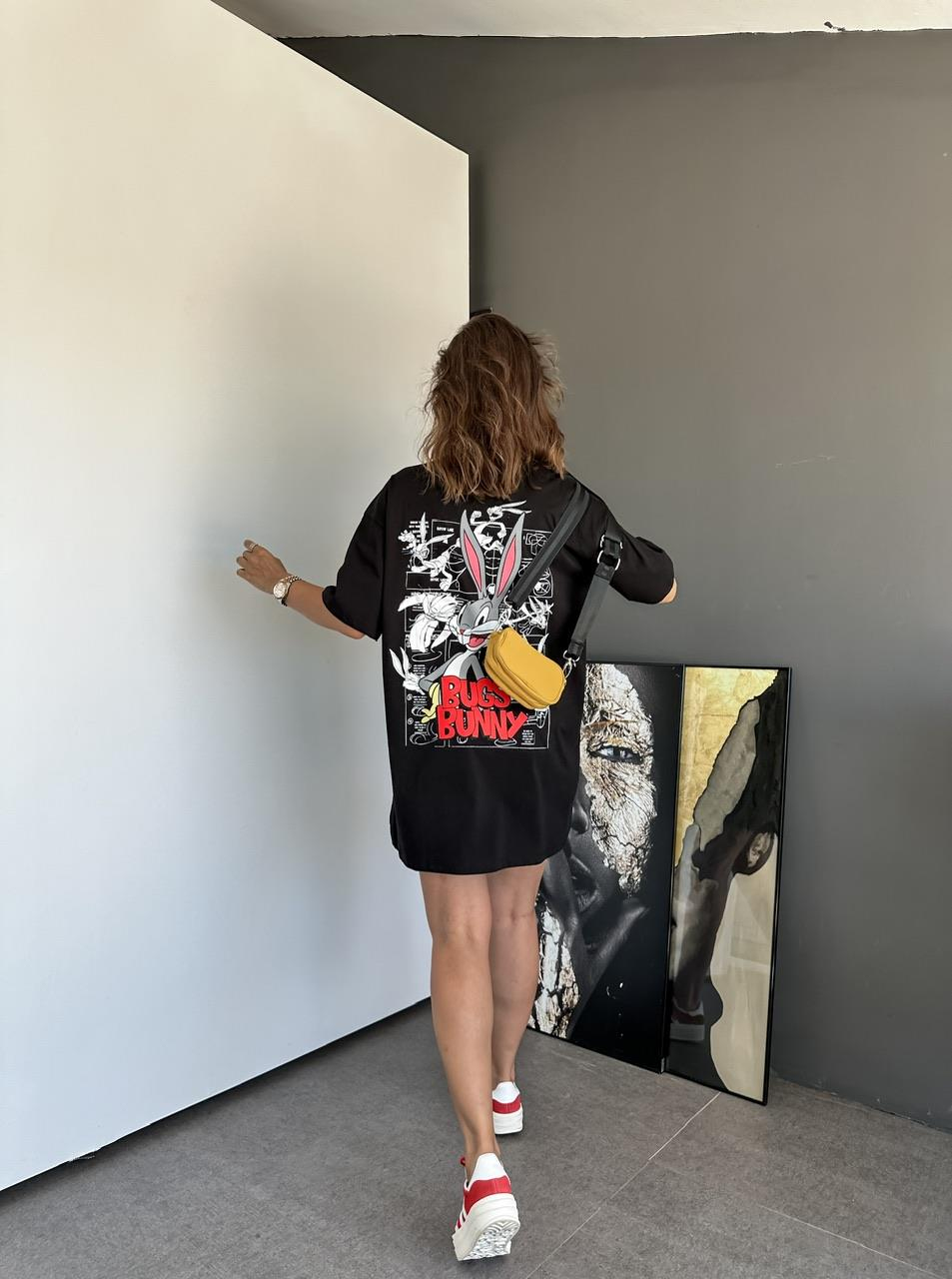 Siyah Bugs Bunny Lisanslı Elbise