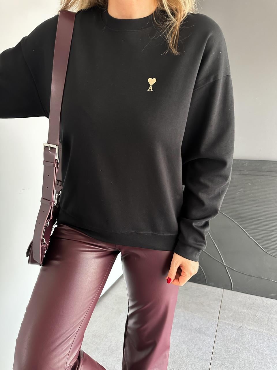 Siyah Logolu Marka Model Sweatshirt