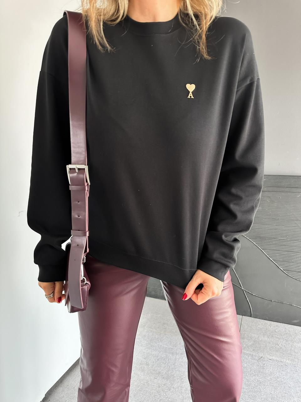 Siyah Logolu Marka Model Sweatshirt