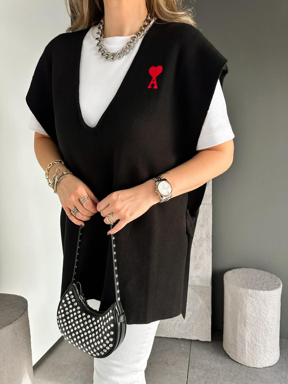 Siyah Logolu Triko Tunik