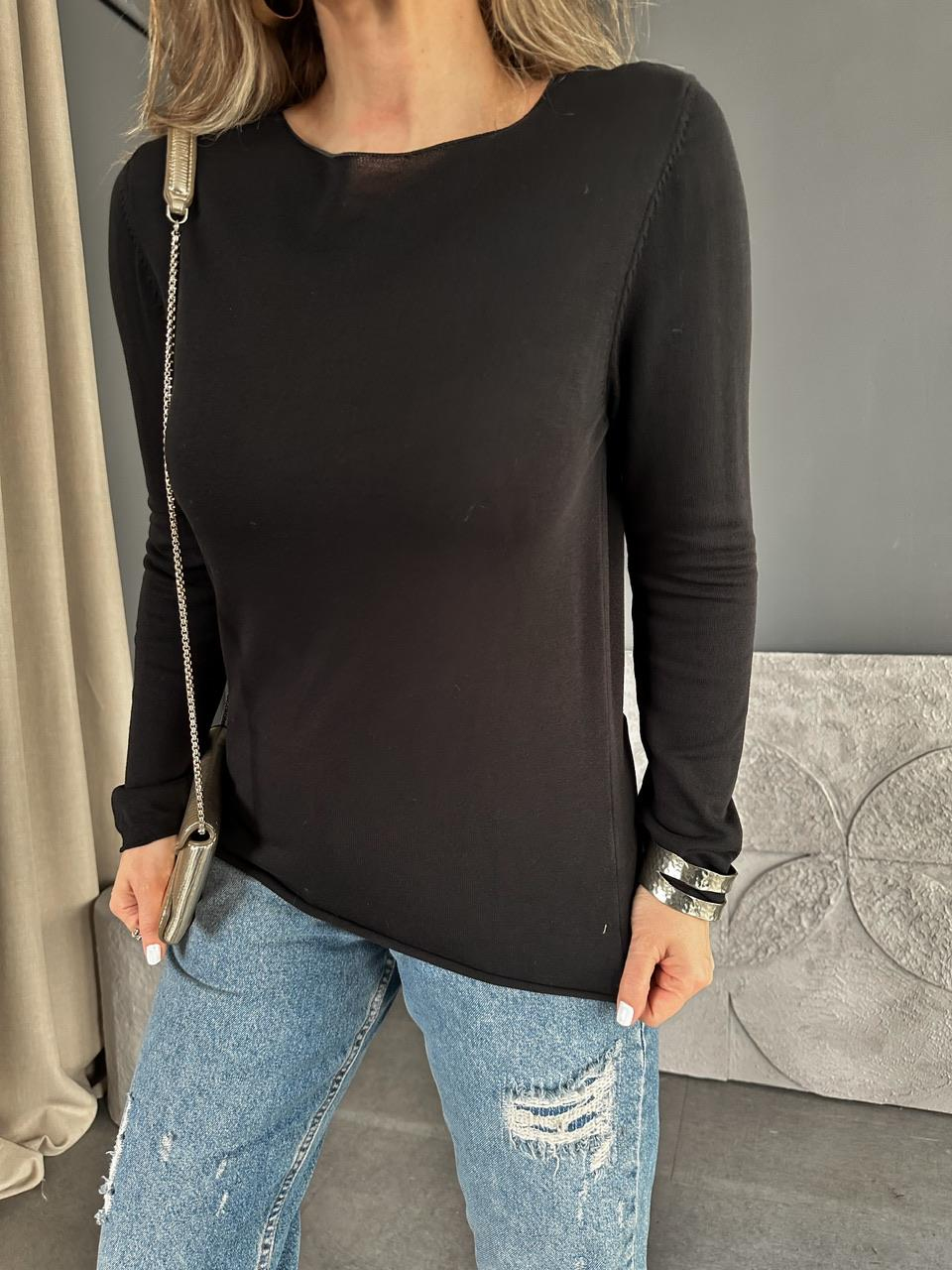 Siyah Merserize İnce Triko