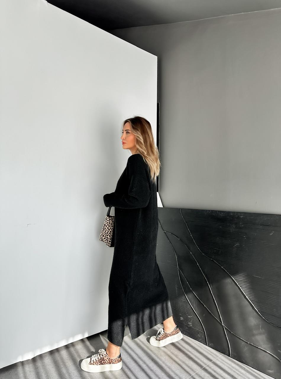 Siyah Orijinal Marka Maxi Triko Elbise