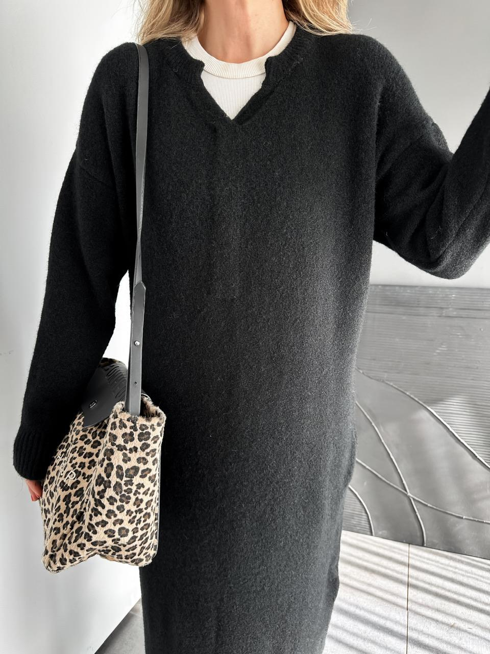 Siyah Orijinal Marka Maxi Triko Elbise