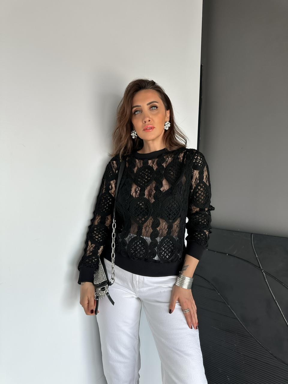 Siyah Örme Edition Bluz 