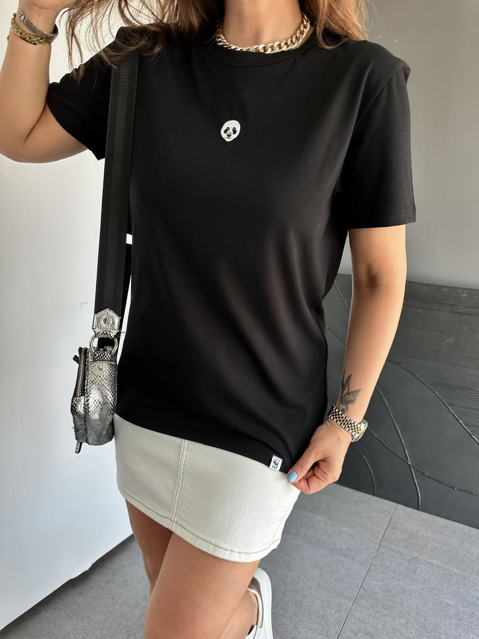 Siyah Panda Figürlü Tshirt