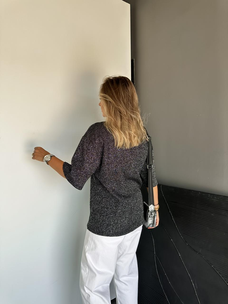 Siyah Simli Orijinal Merserize Tshirt