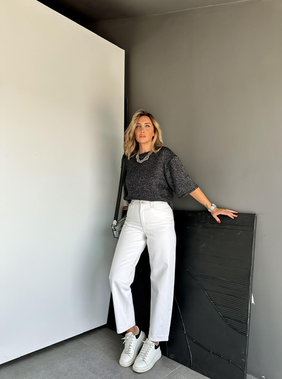 Siyah Simli Orijinal Merserize Tshirt