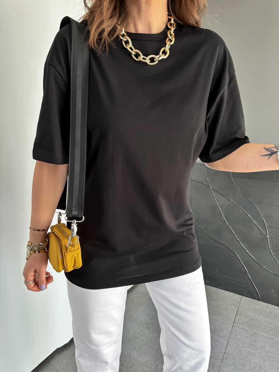 Siyah Uzun Basic Cotton Tshirt