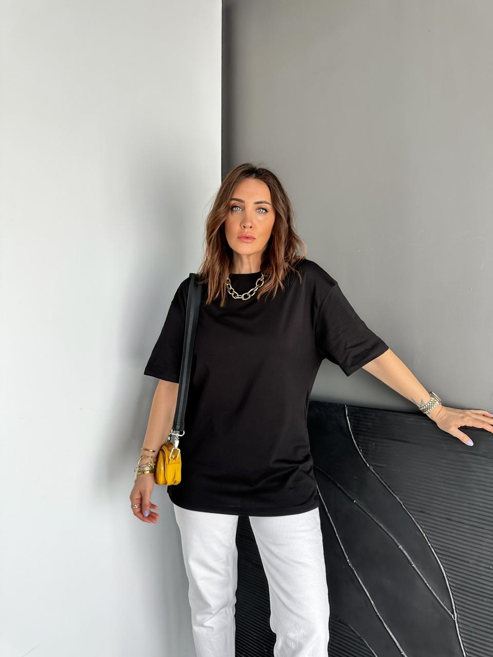 Siyah Uzun Basic Cotton Tshirt