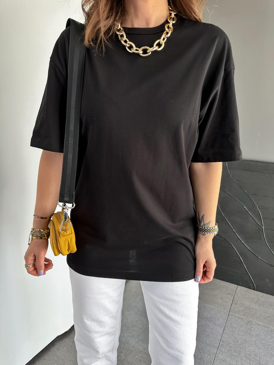 Siyah Uzun Basic Cotton Tshirt