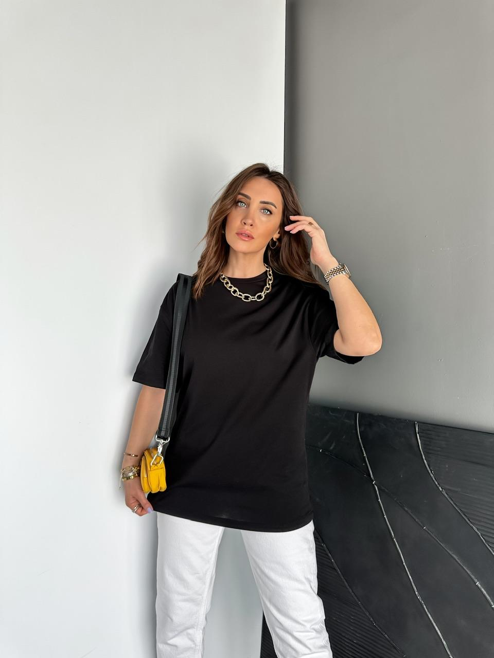 Siyah Uzun Basic Cotton Tshirt