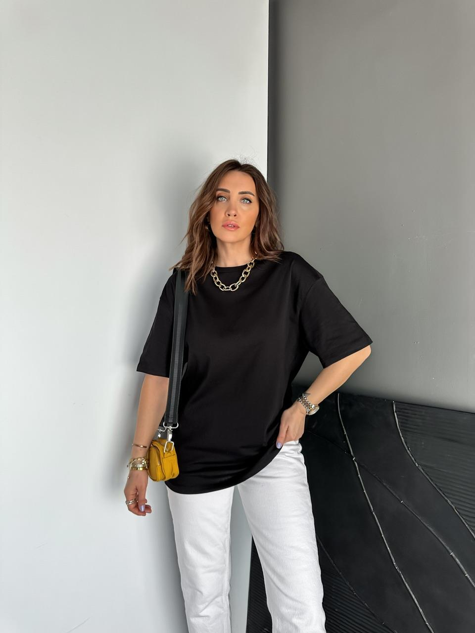 Siyah Uzun Basic Cotton Tshirt