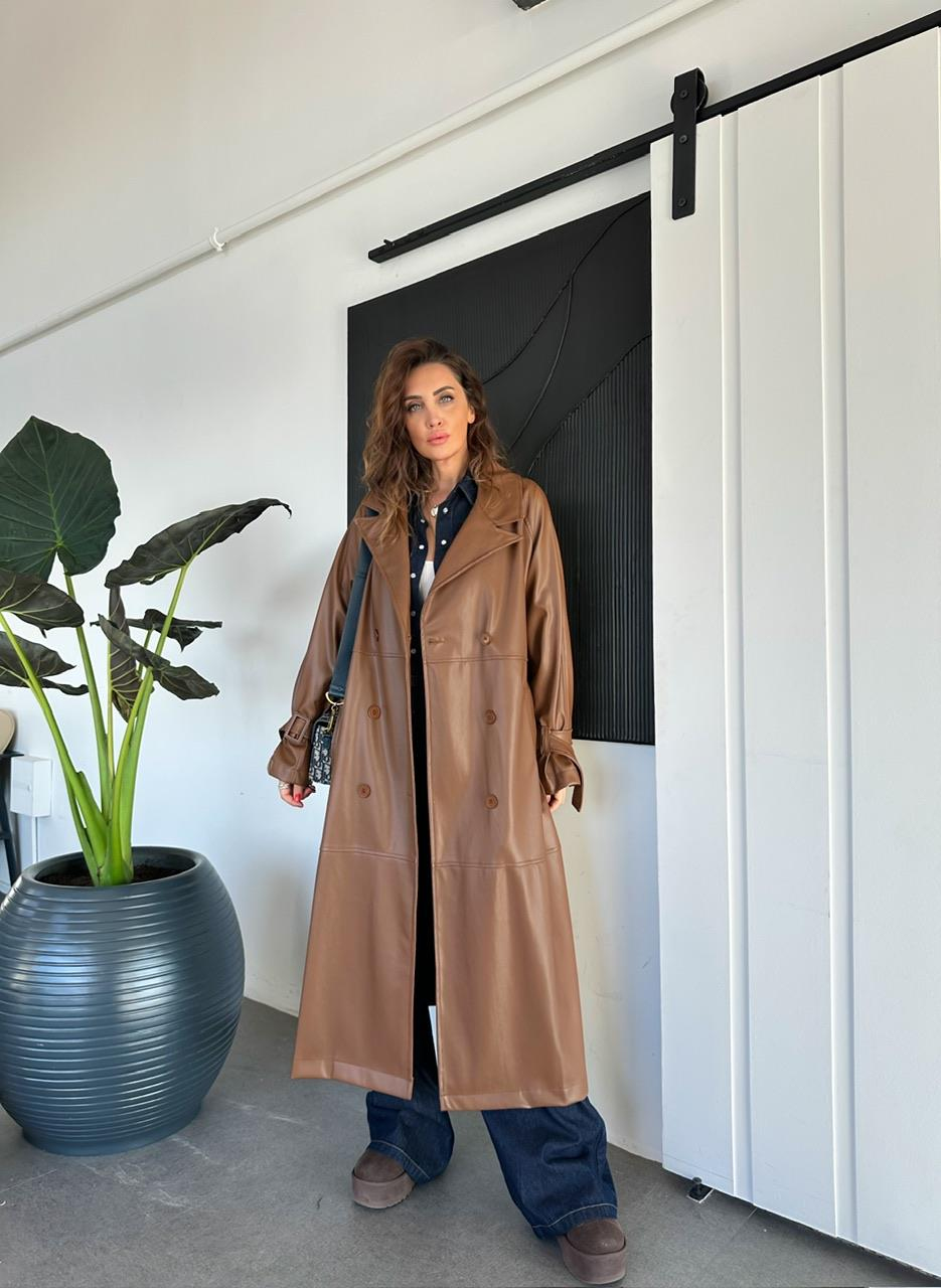 Taba Maxi Boy Deri Trençkot