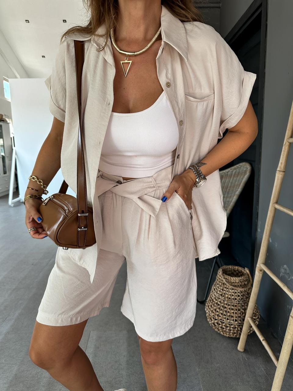 Taş Bermuda Şortlu Modal Takım