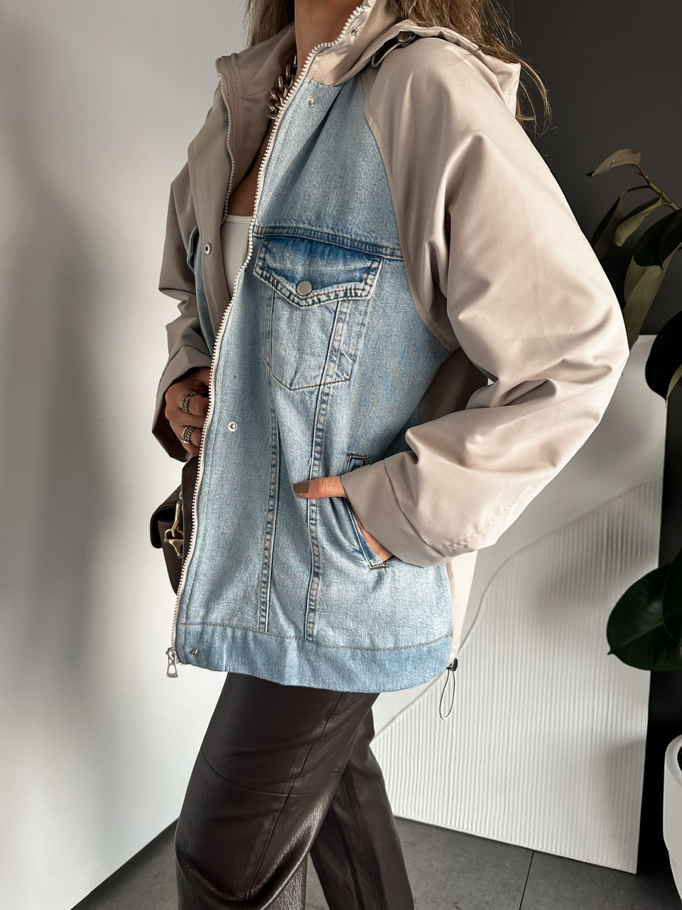 Taş Büzülebilir Oversize Ceket