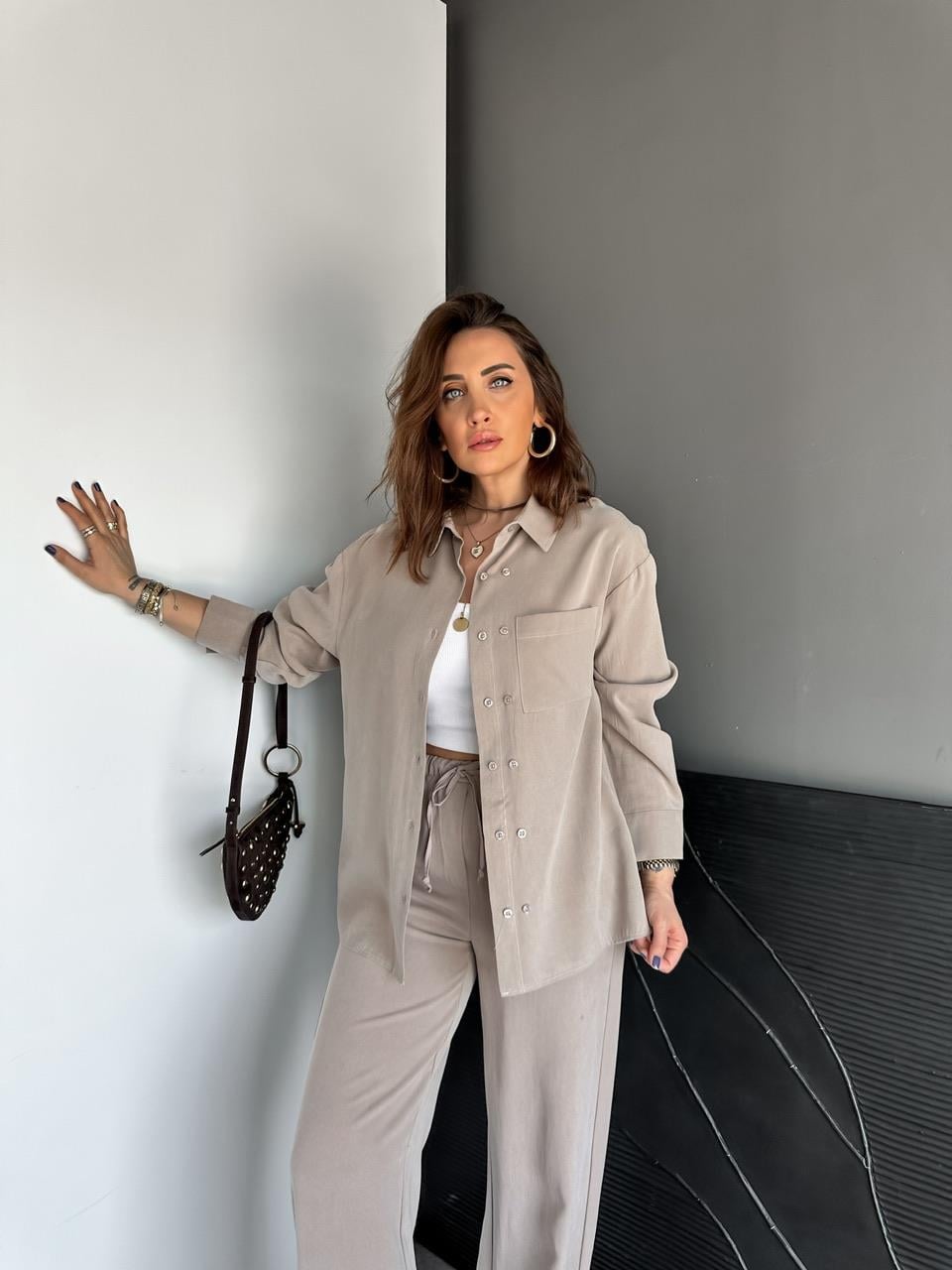 Taş Çift Düğmeli Taşlanmış Gömlek