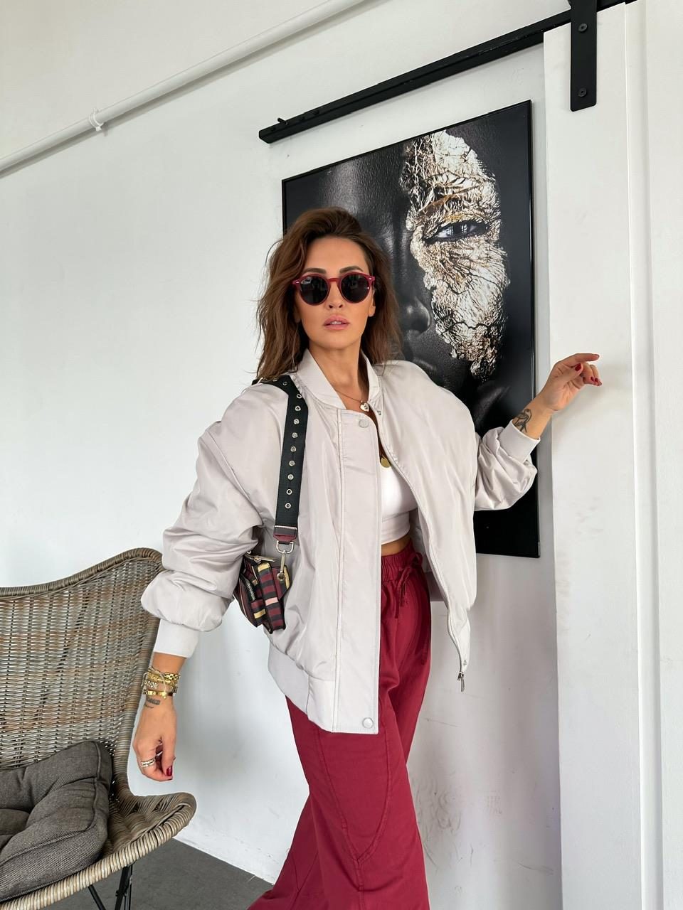 Taş Fermuarlı Bomber Mont