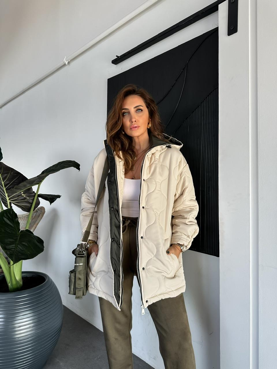 Taş Kapitone Çıtçıtlı Mont