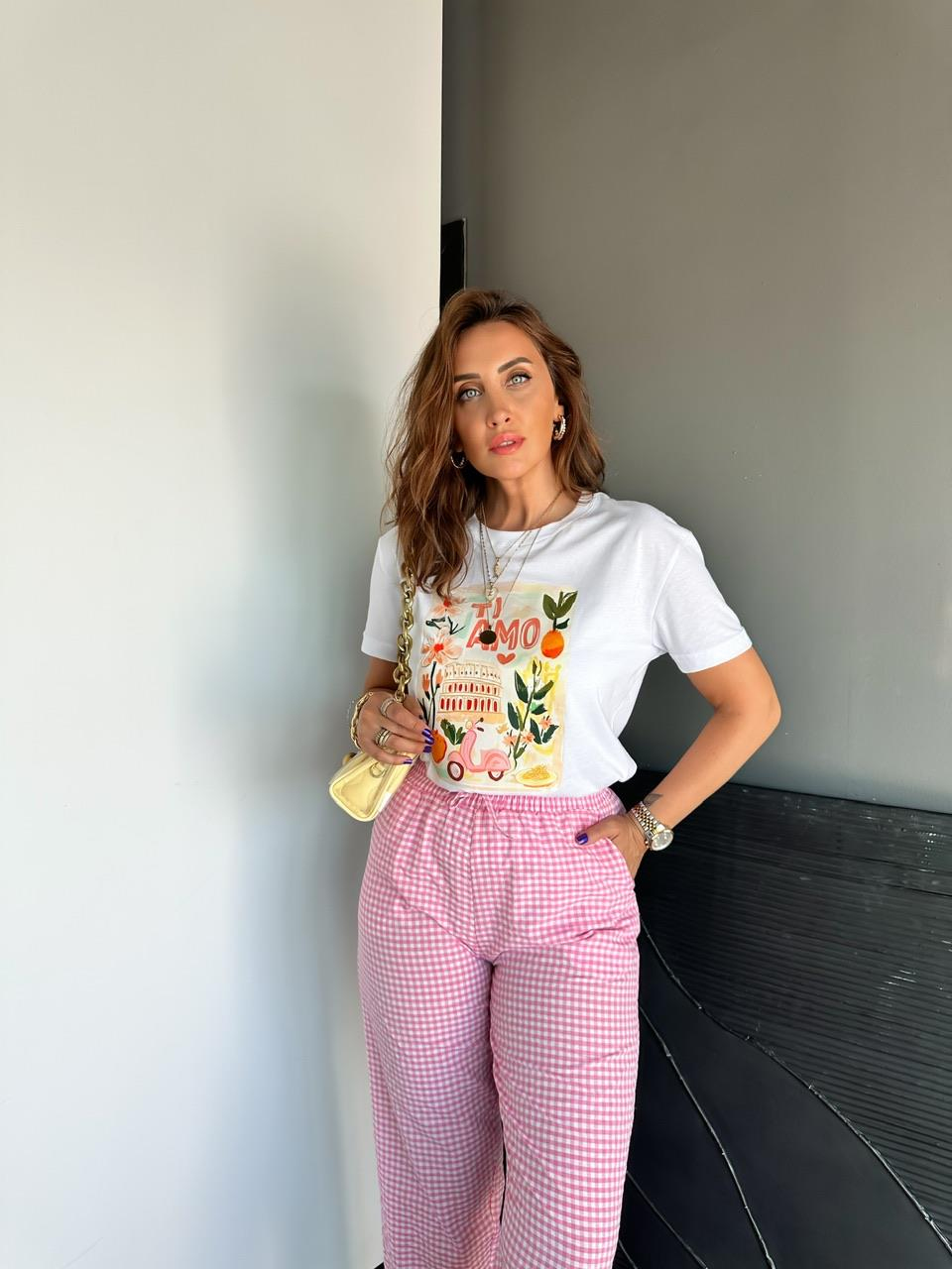 Ti Amo Çiçek Baskılı Tshirt