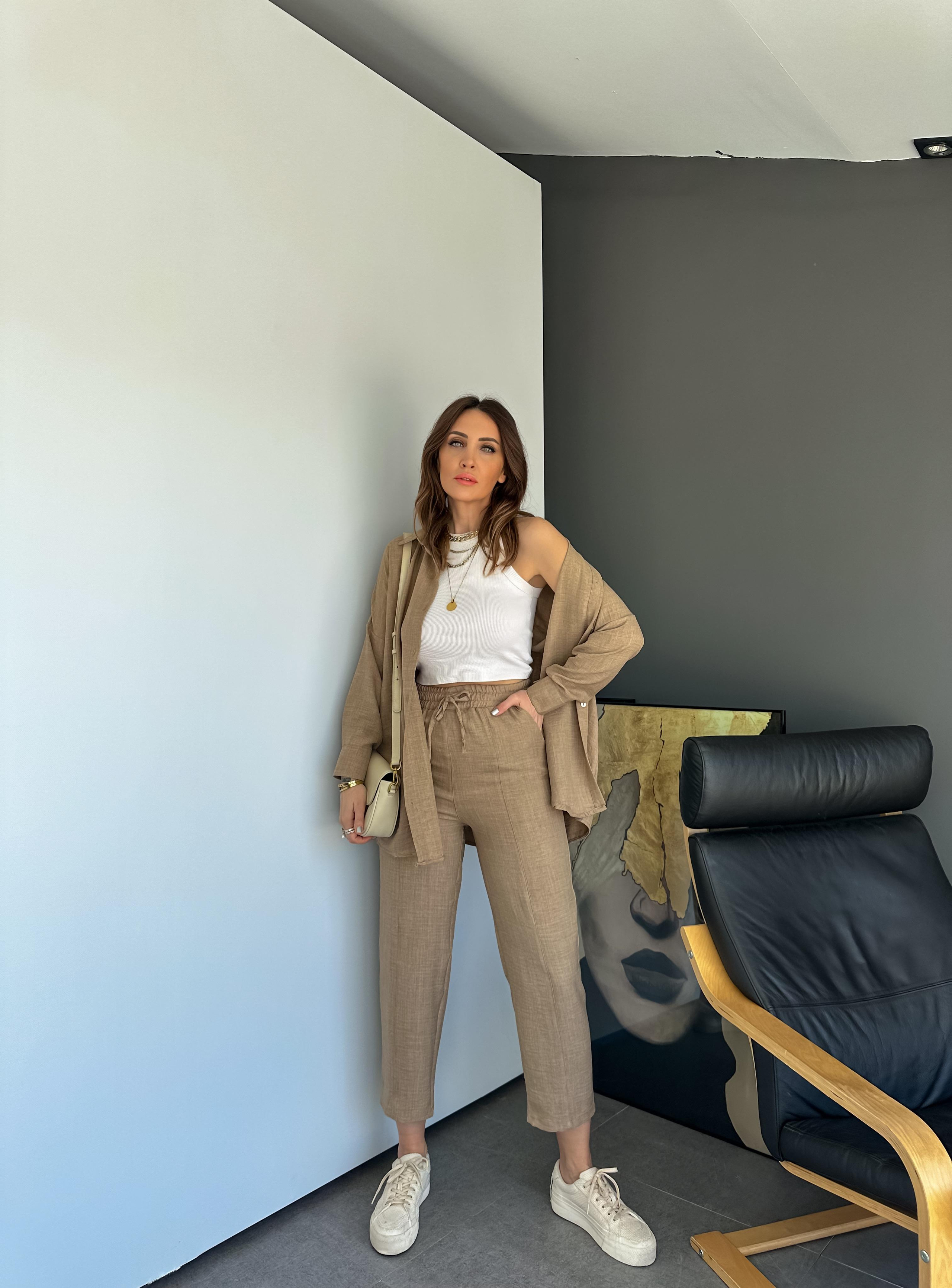 Vizon Keten Gömlekli Basic Takım