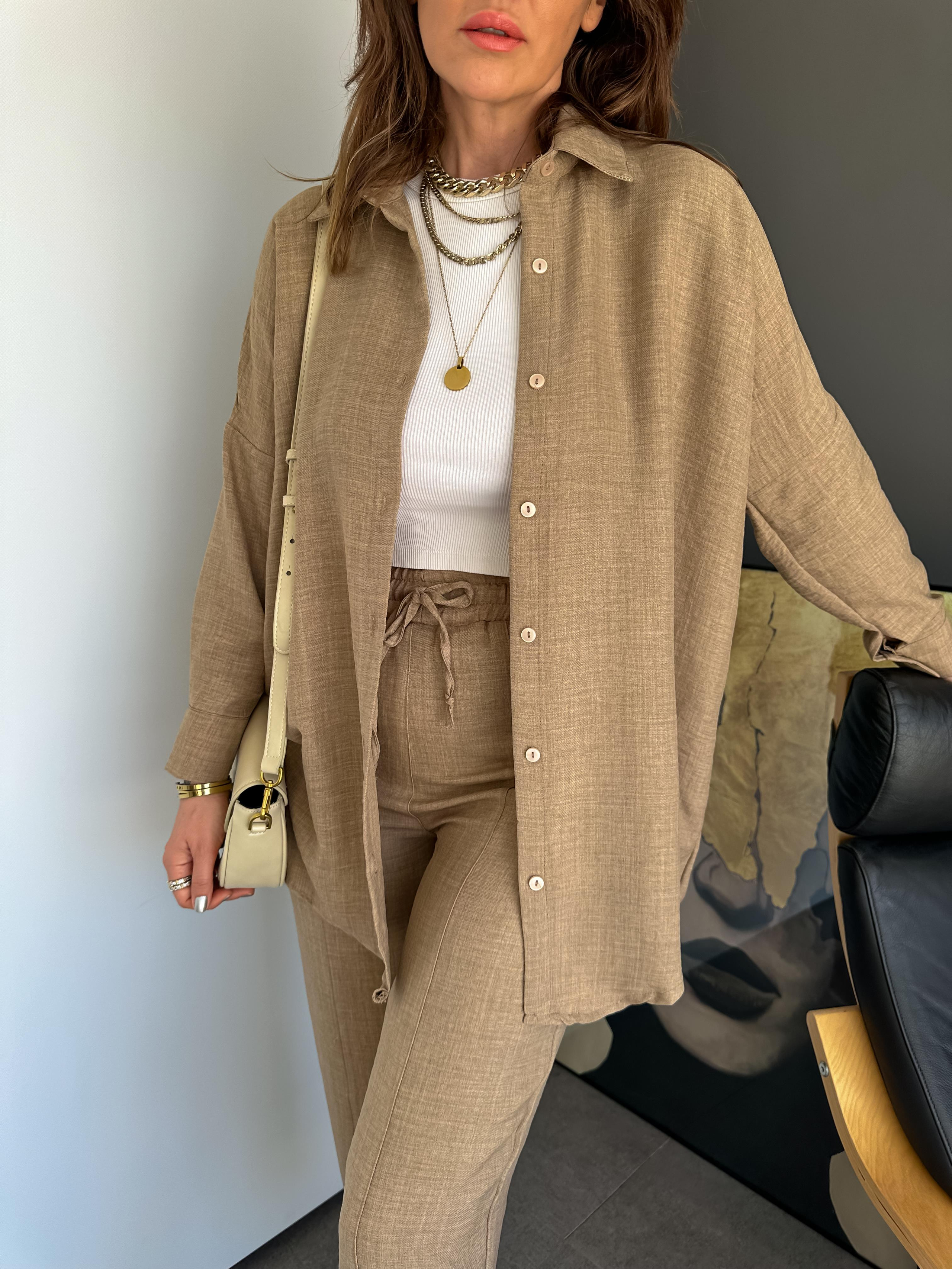 Vizon Keten Gömlekli Basic Takım