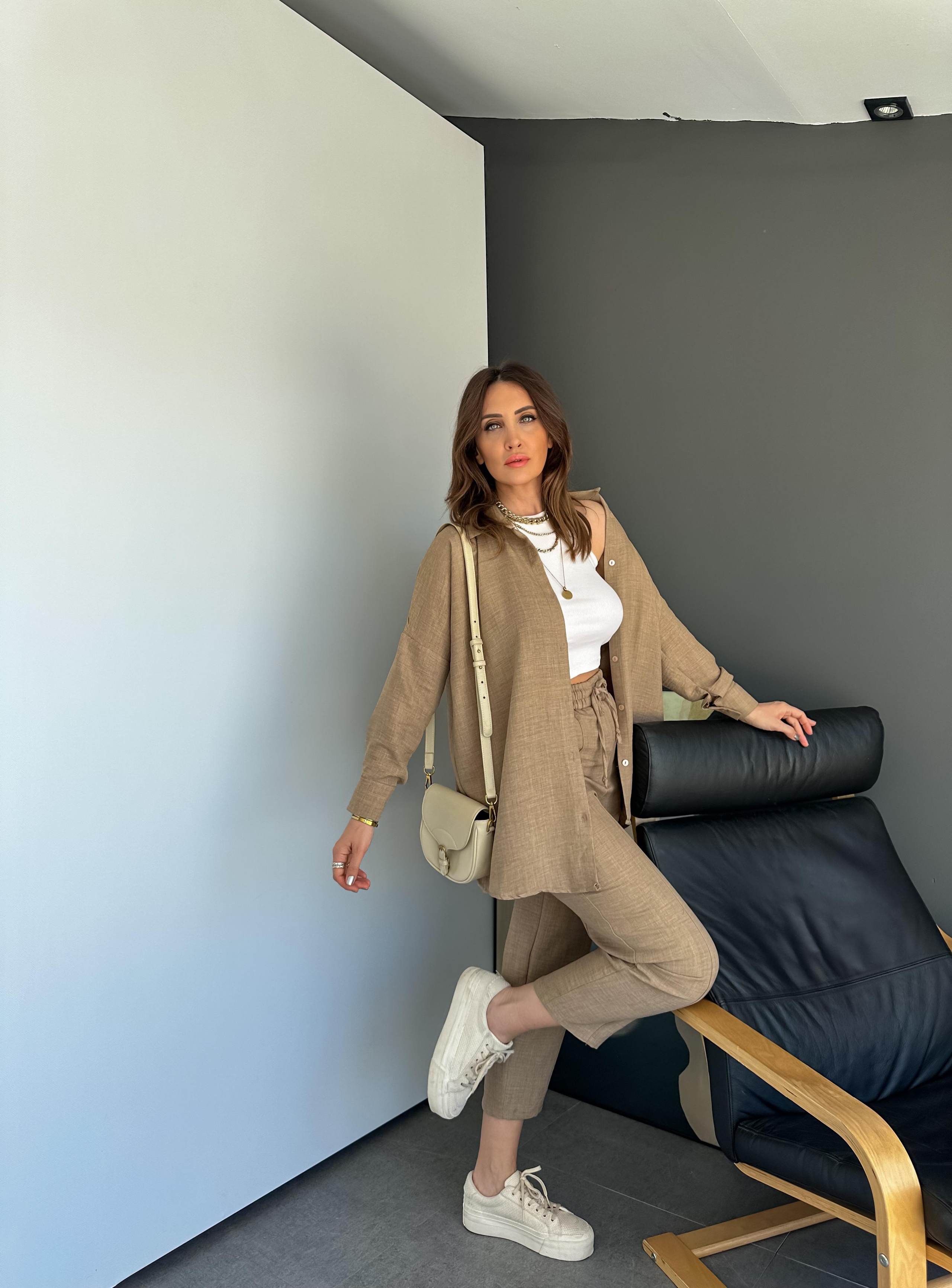 Vizon Keten Gömlekli Basic Takım