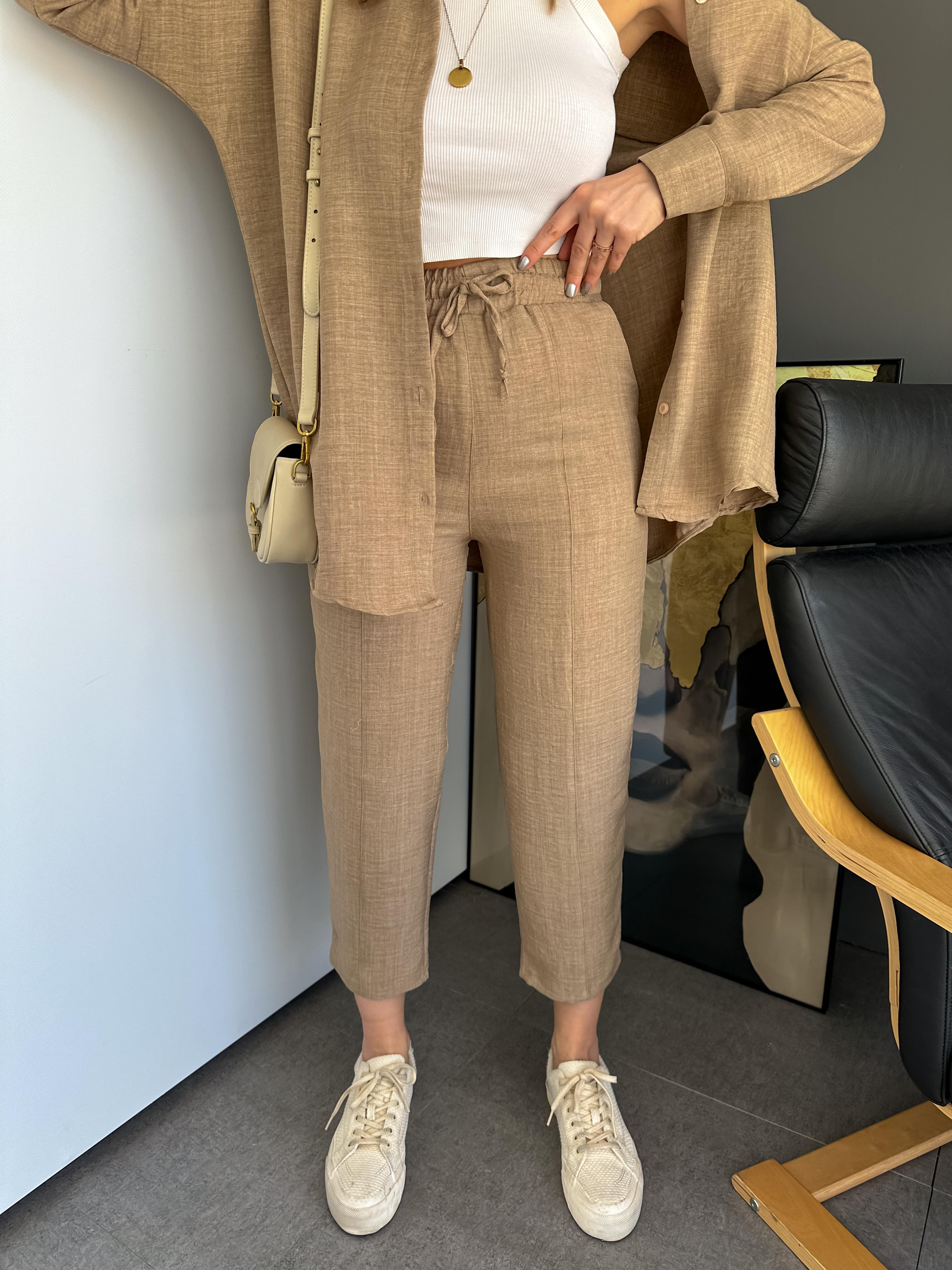 Vizon Keten Gömlekli Basic Takım