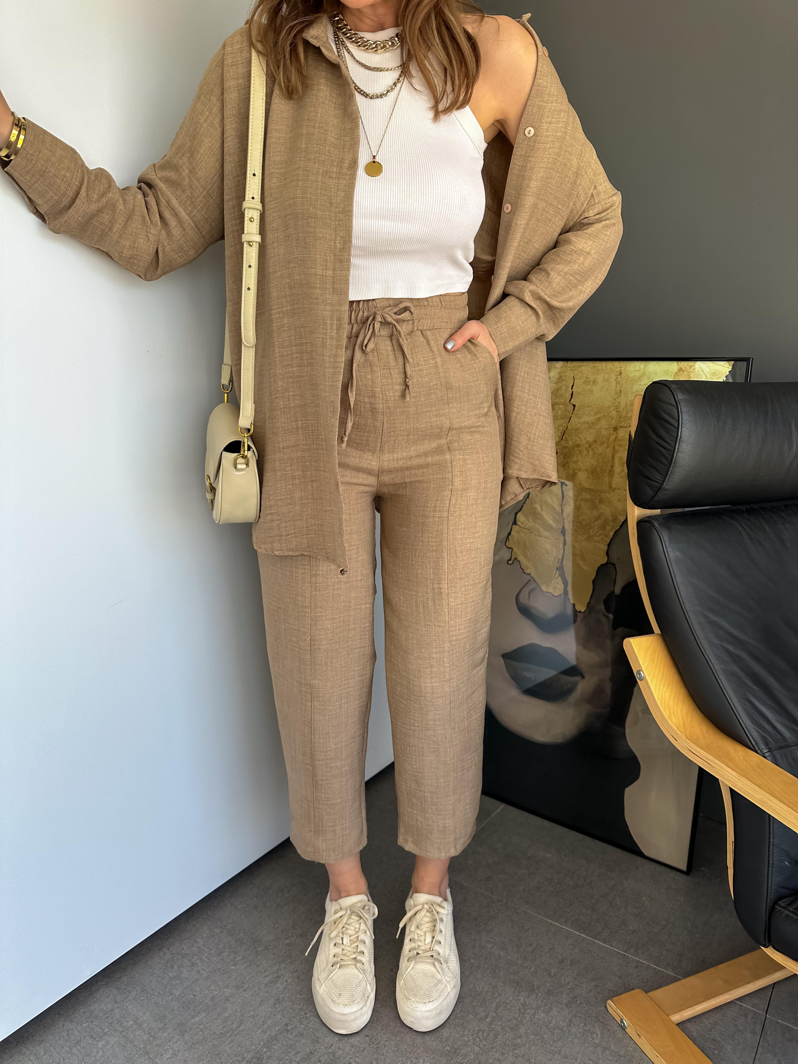 Vizon Keten Gömlekli Basic Takım