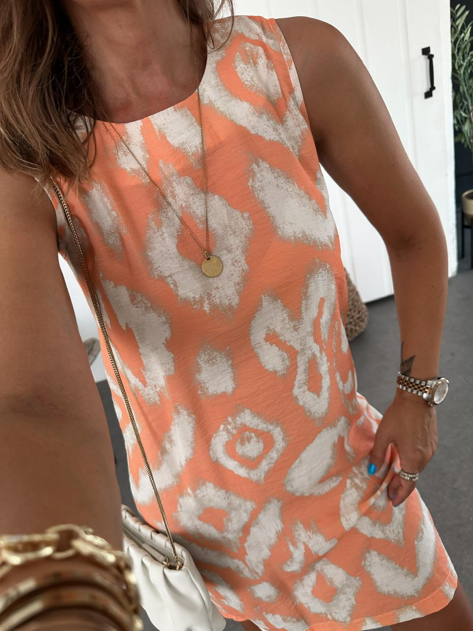 Yavruağzı Batik Desen Basic Elbise