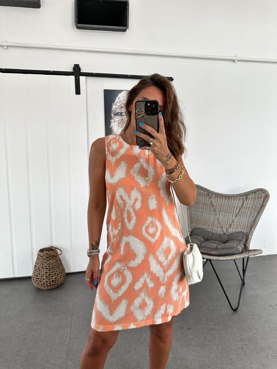 Yavruağzı Batik Desen Basic Elbise