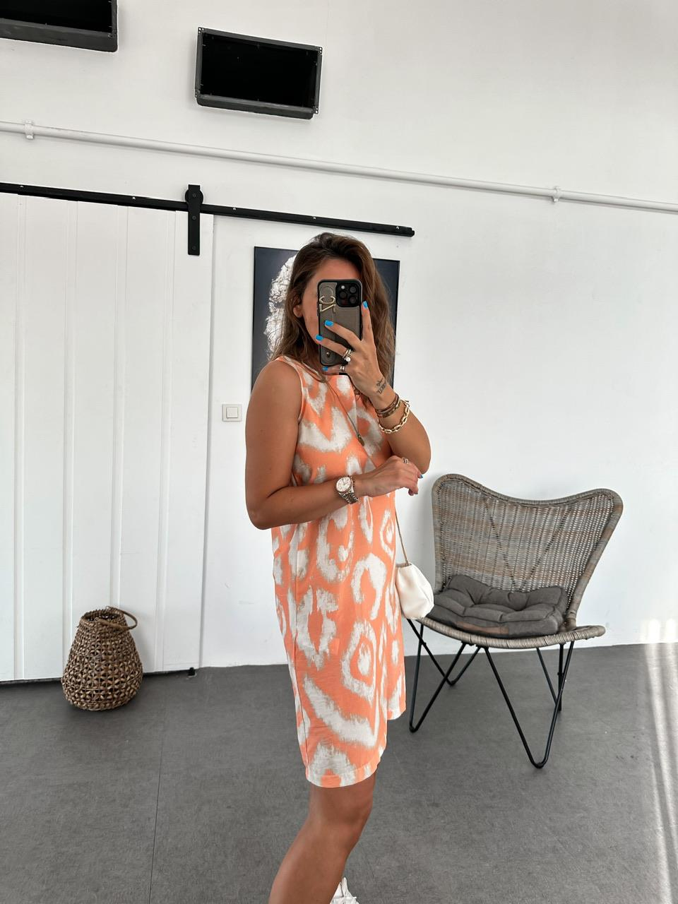 Yavruağzı Batik Desen Basic Elbise