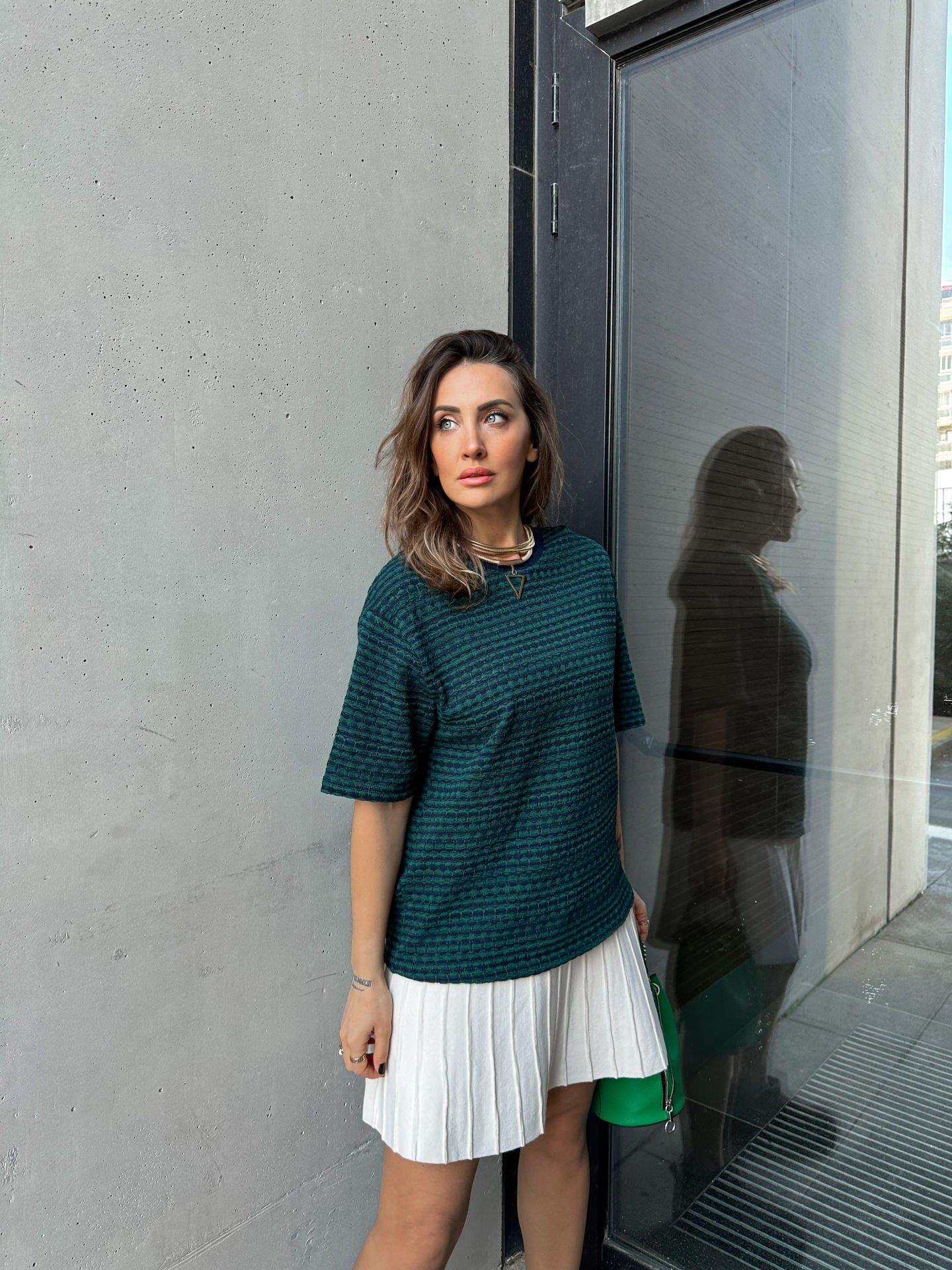 Yeşil Dokulu Örme Tshirt