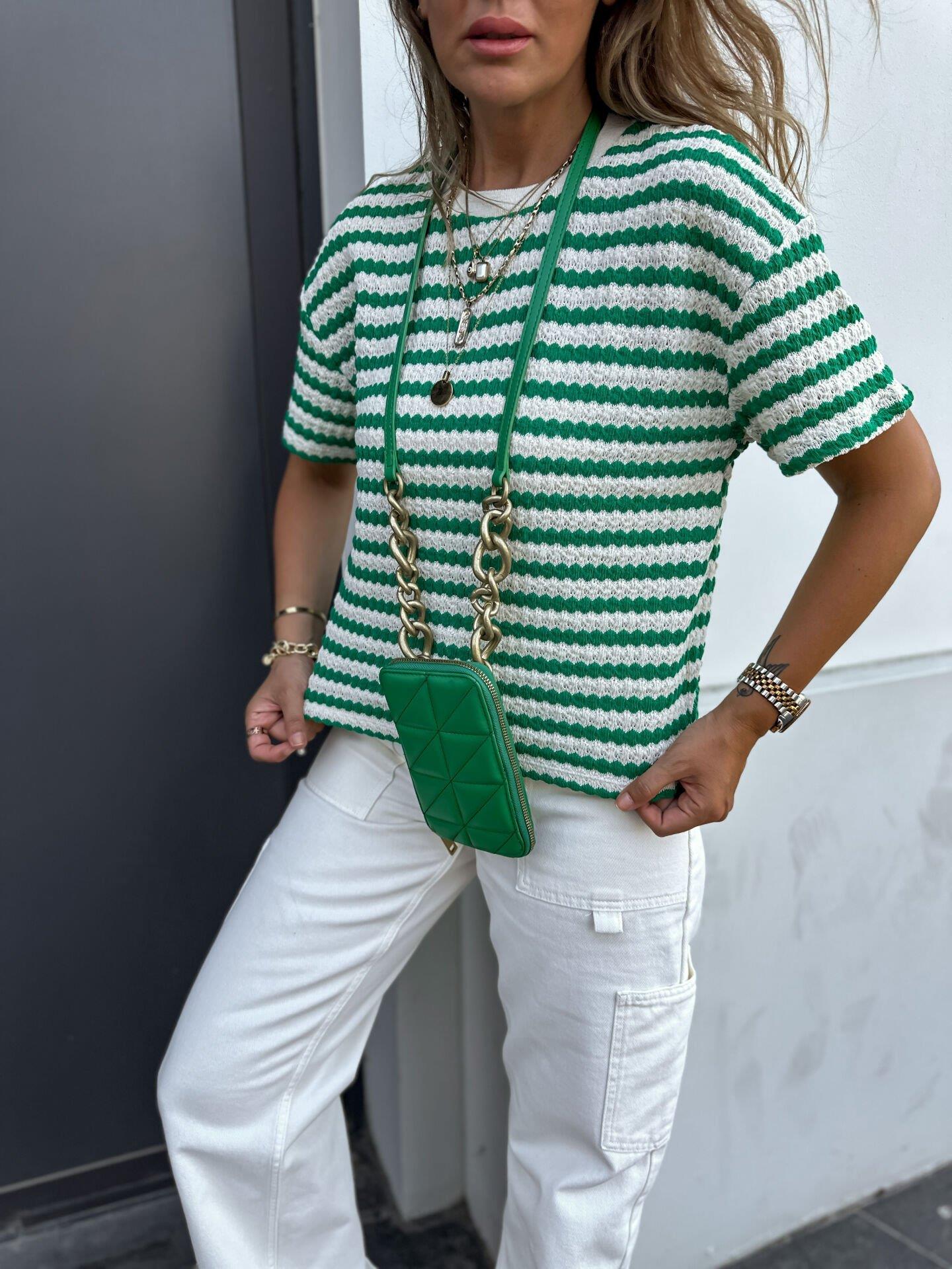 Yeşil Ekru Örme Bluz