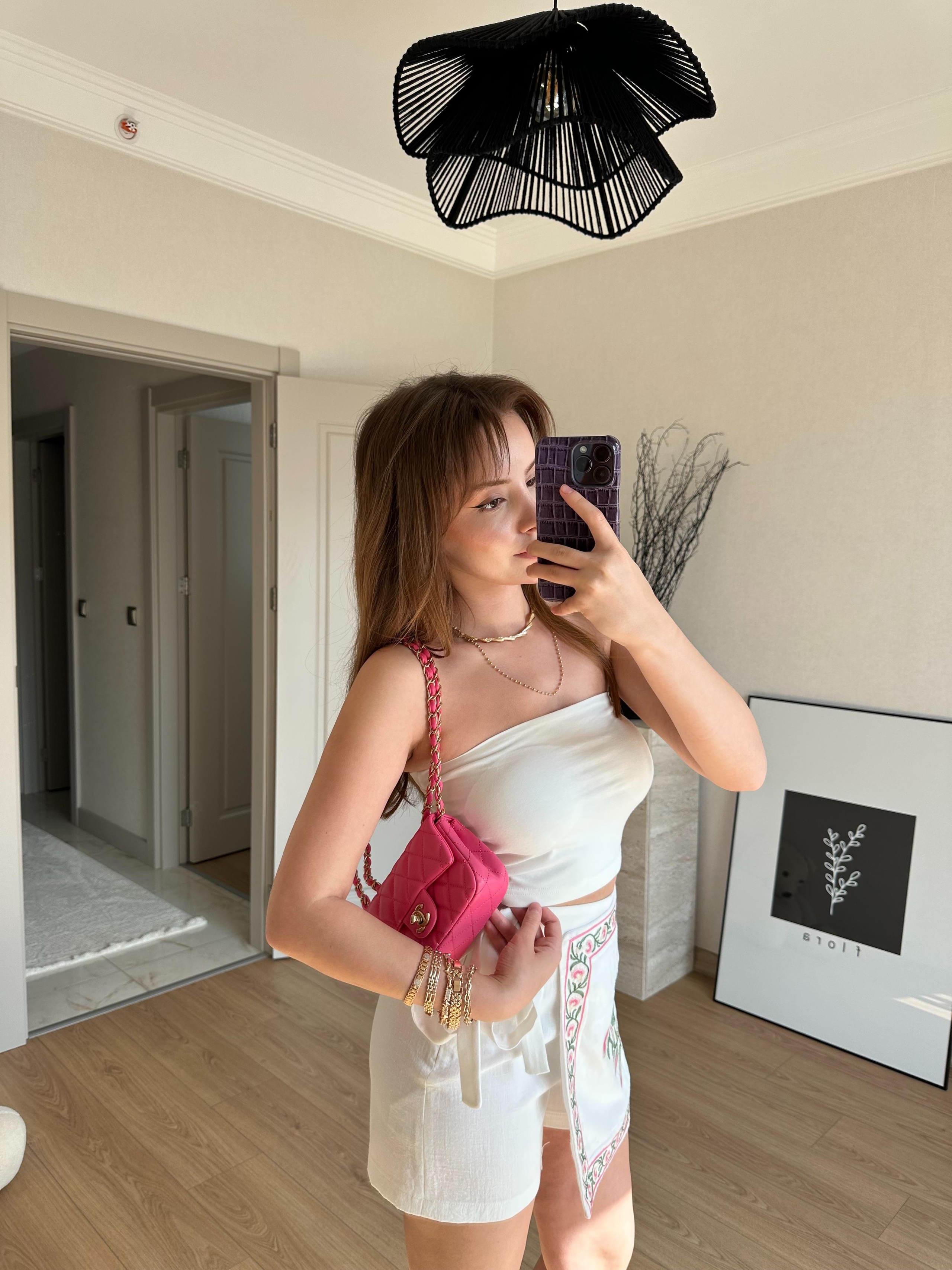  Nakış Detaylı Şort Etek Ekru