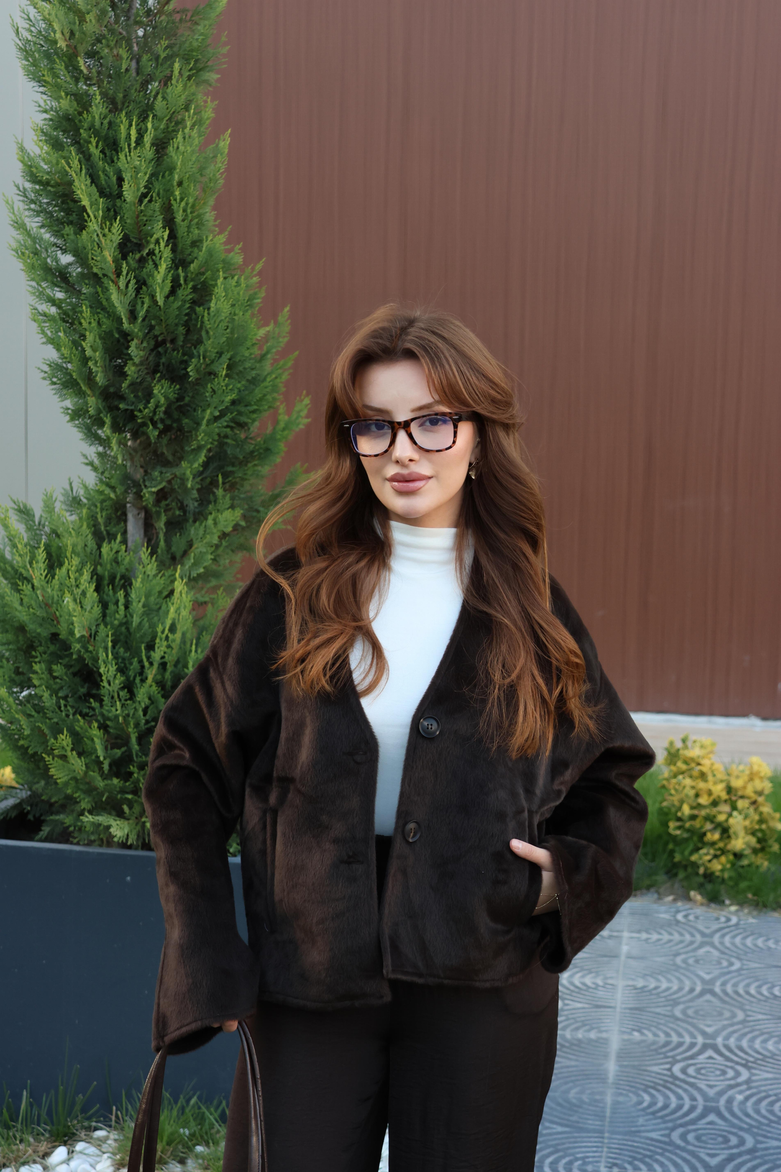 CEKETECMEL BAŞARANAcı Kahve Morris Kırçıllı Kaşe Ceket