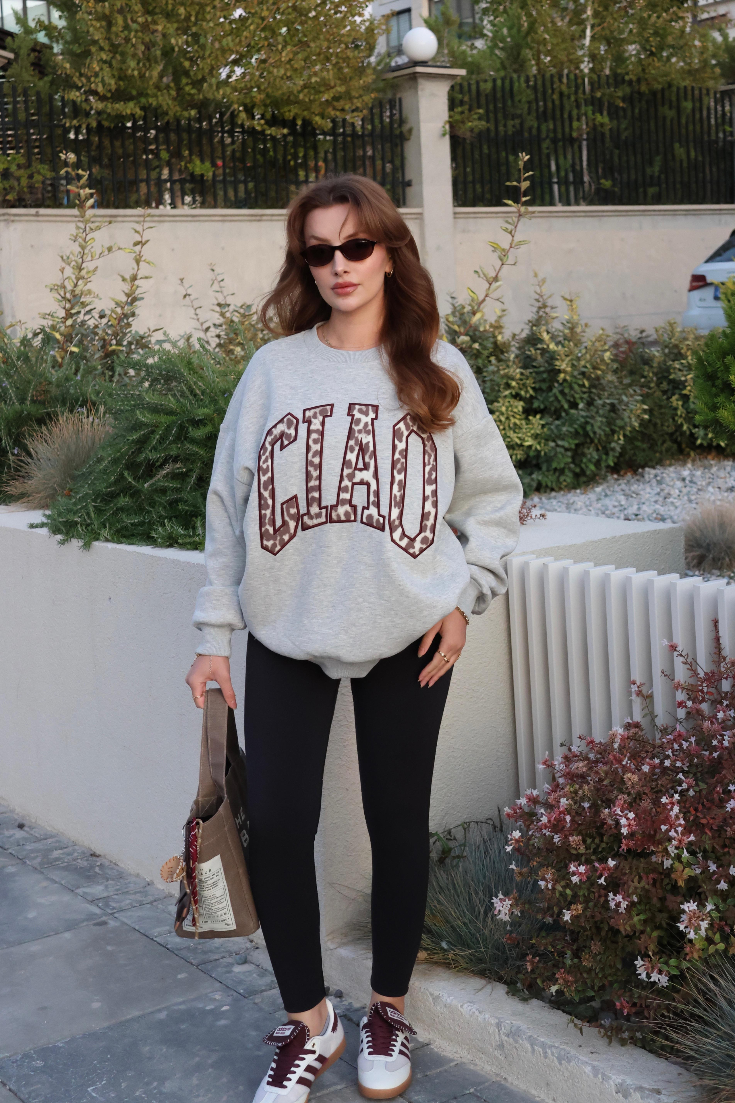 SWEATSHIRTECMEL BAŞARANBASKILI GRİ SWEATSHIRT