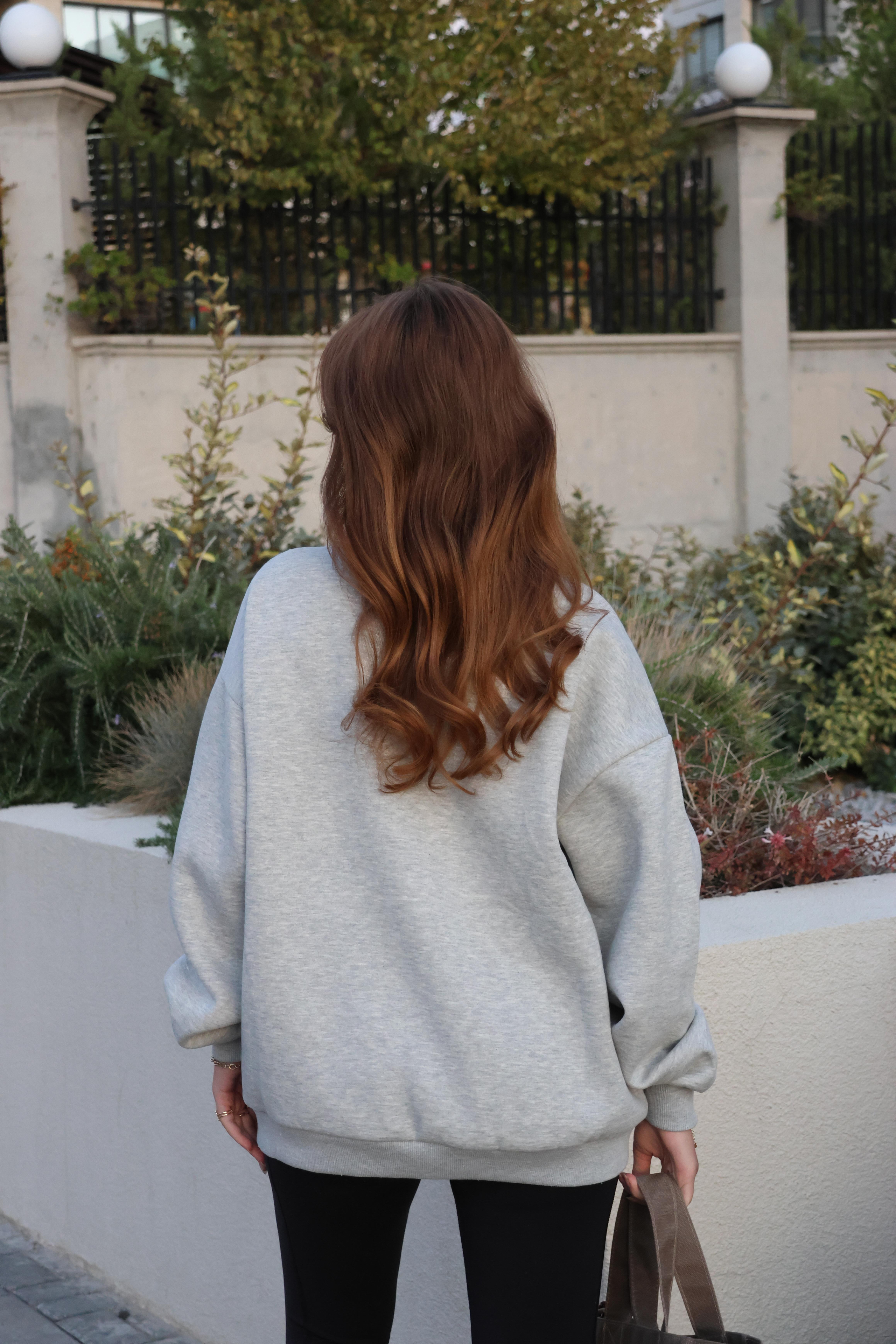 SWEATSHIRTECMEL BAŞARANBASKILI GRİ SWEATSHIRT