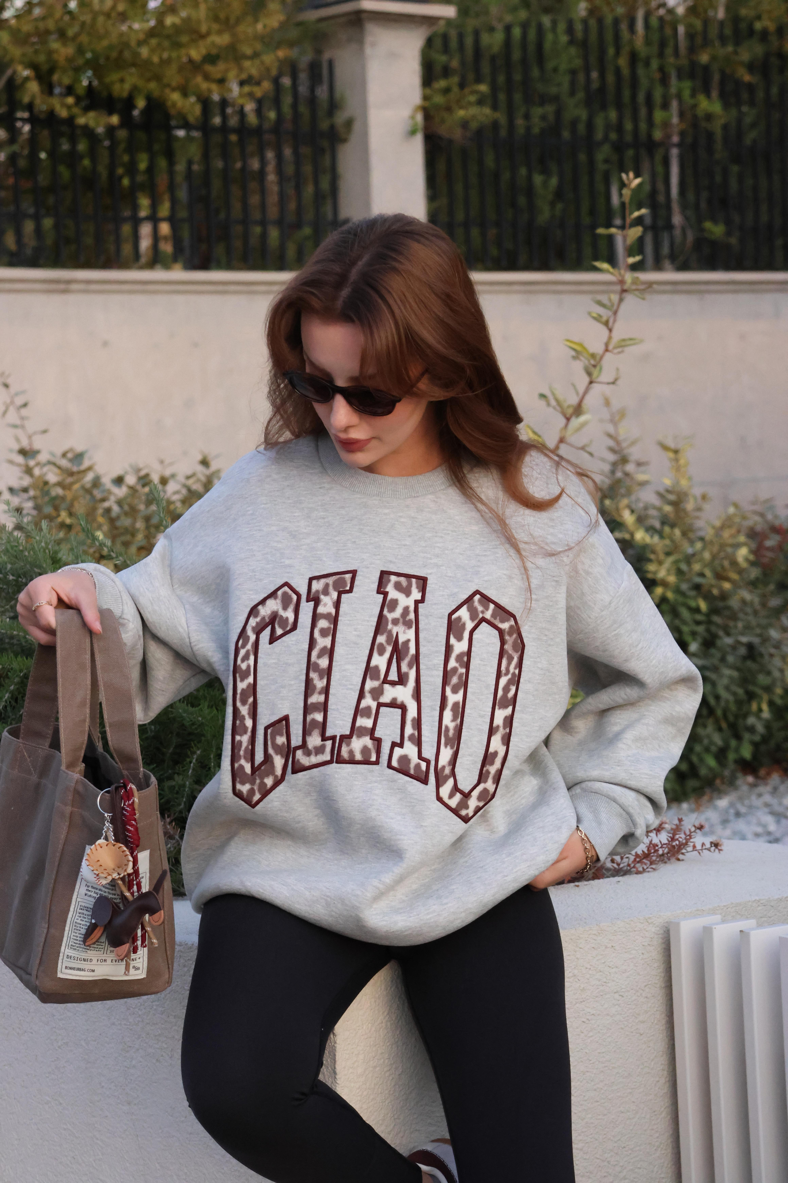 SWEATSHIRTECMEL BAŞARANBASKILI GRİ SWEATSHIRT