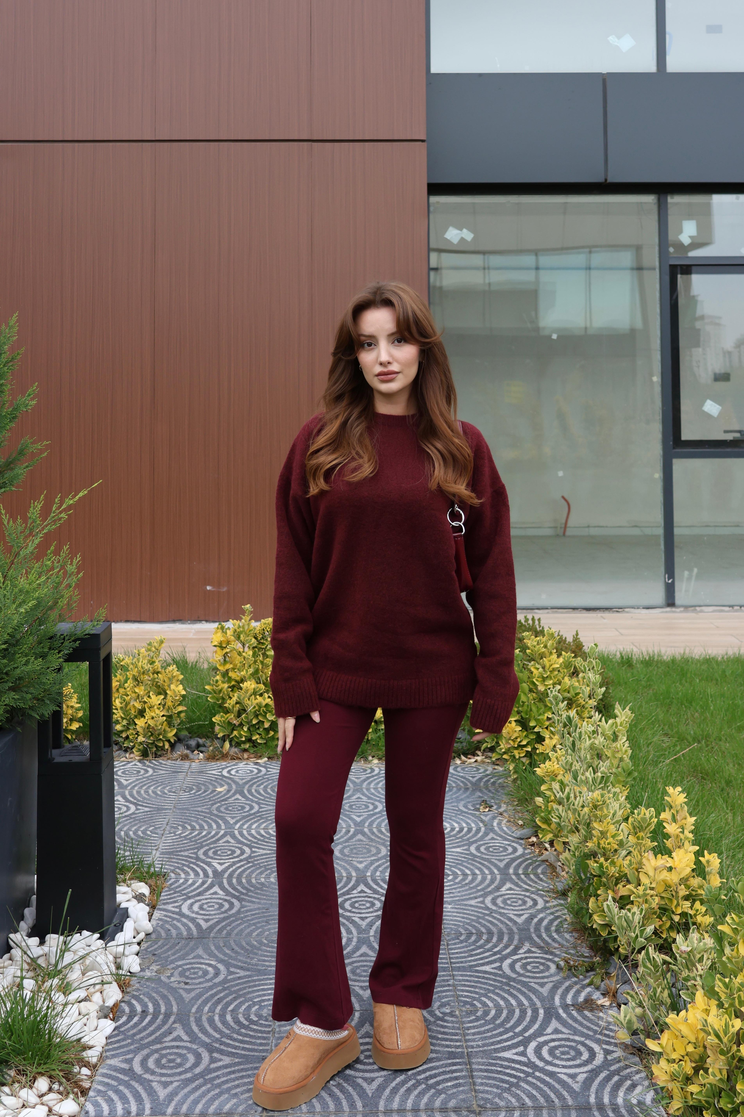 KAZAKECMEL BAŞARANBisiklet Yaka Basic Bordo Triko Kazak