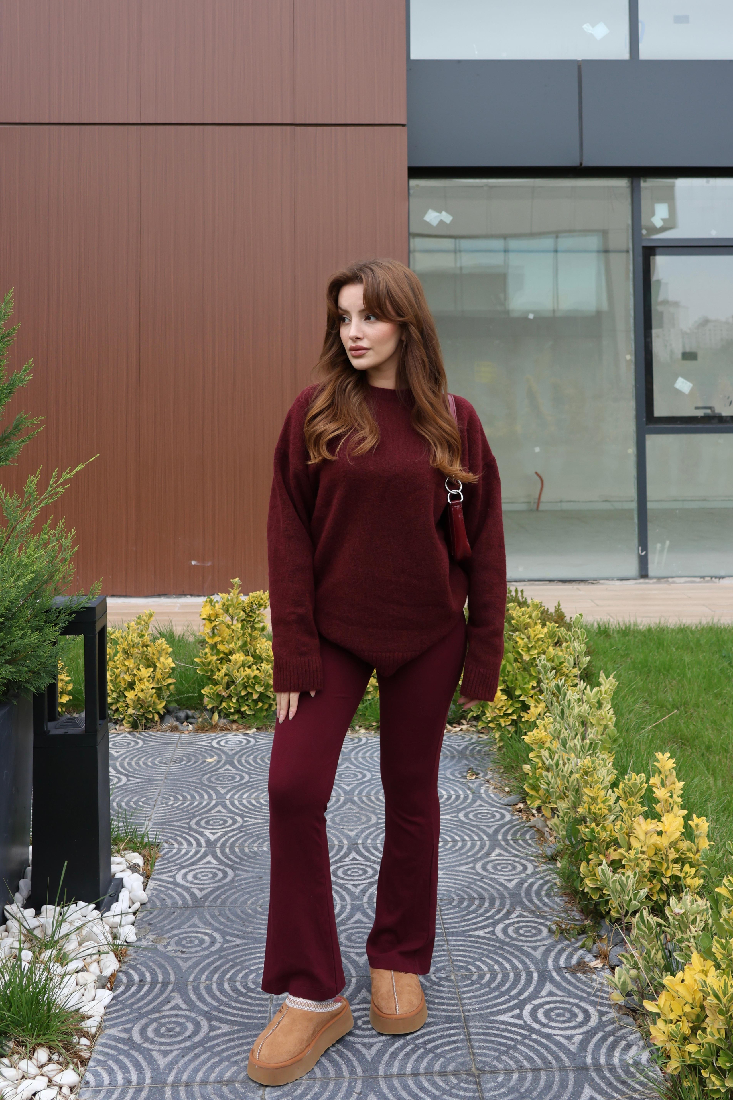 KAZAKECMEL BAŞARANBisiklet Yaka Basic Bordo Triko Kazak