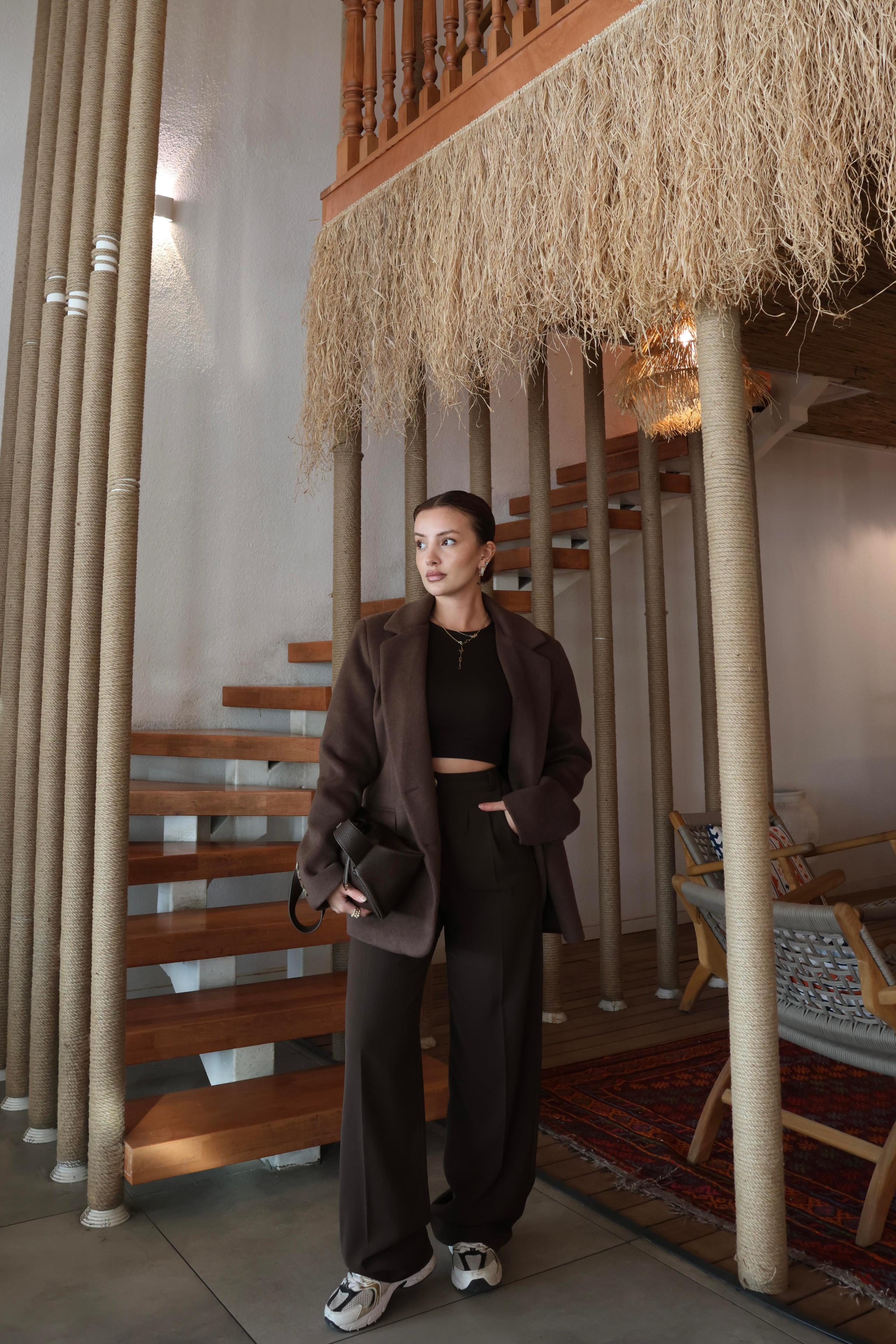 PANTALONECMEL BAŞARANKahverengi Palazzo Pantolon