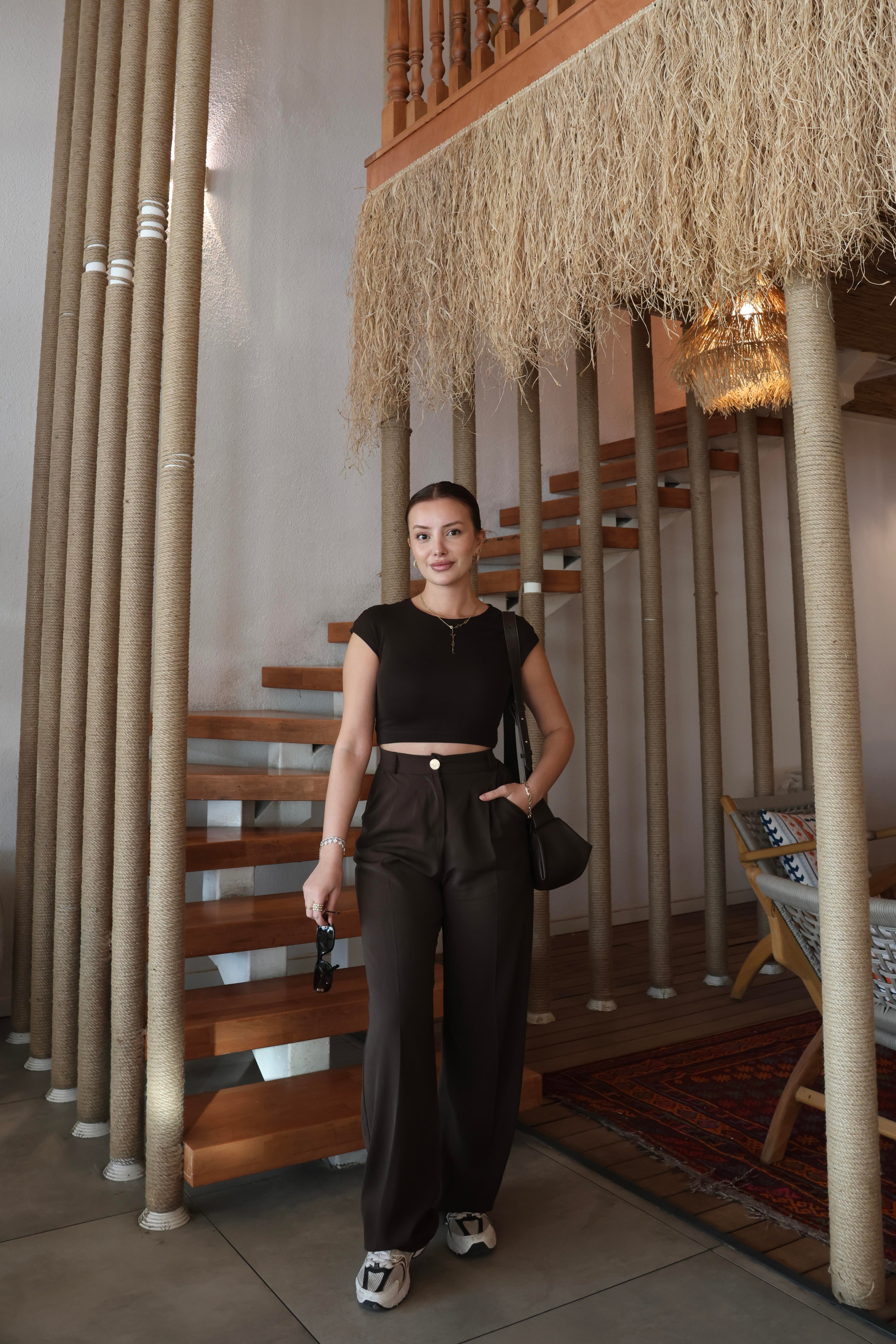 PANTALONECMEL BAŞARANKahverengi Palazzo Pantolon