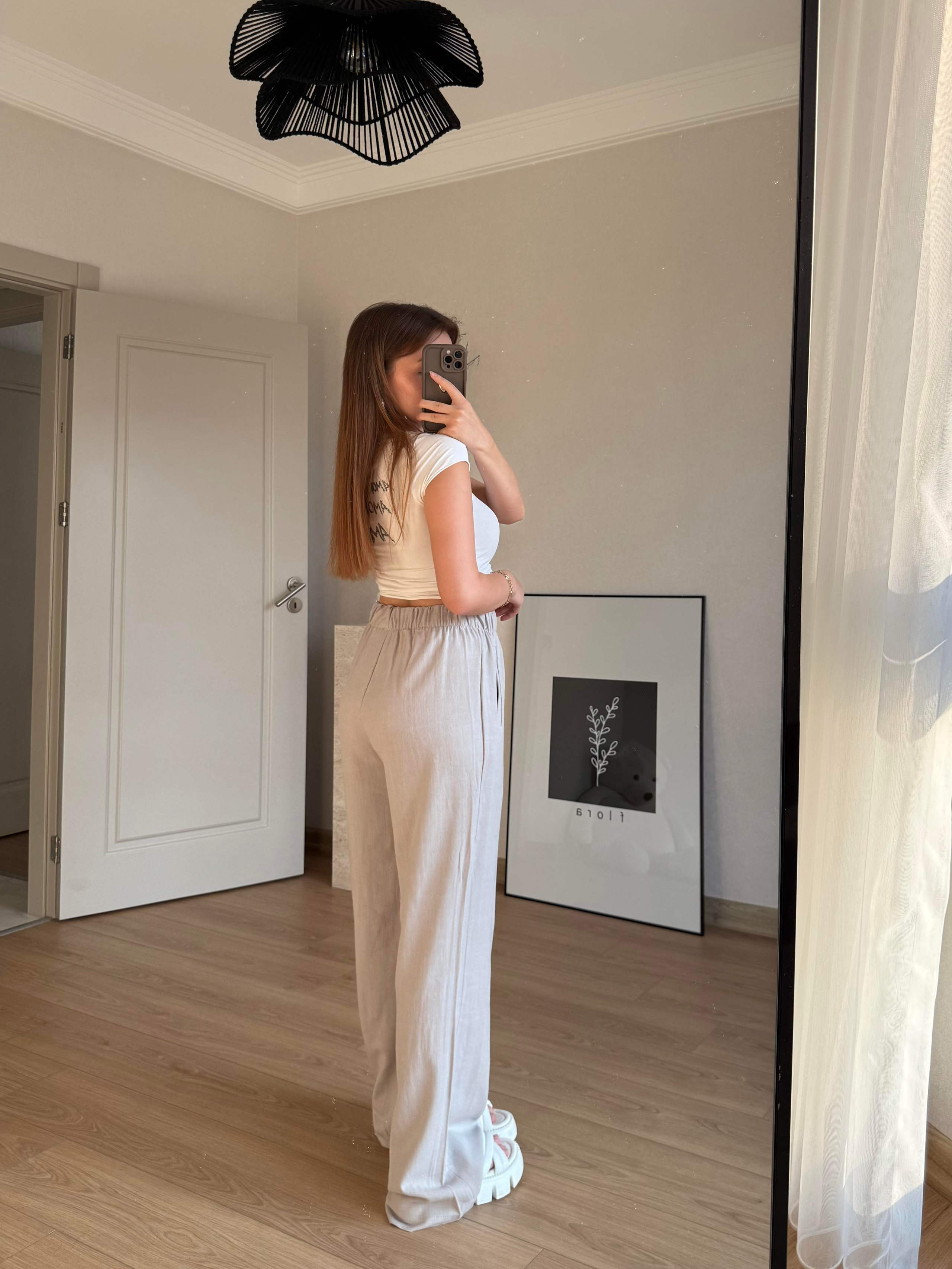 ALT GİYİMECMEL BAŞARANKETEN LASTİKLİ PALAZZO GRİ PANTALON