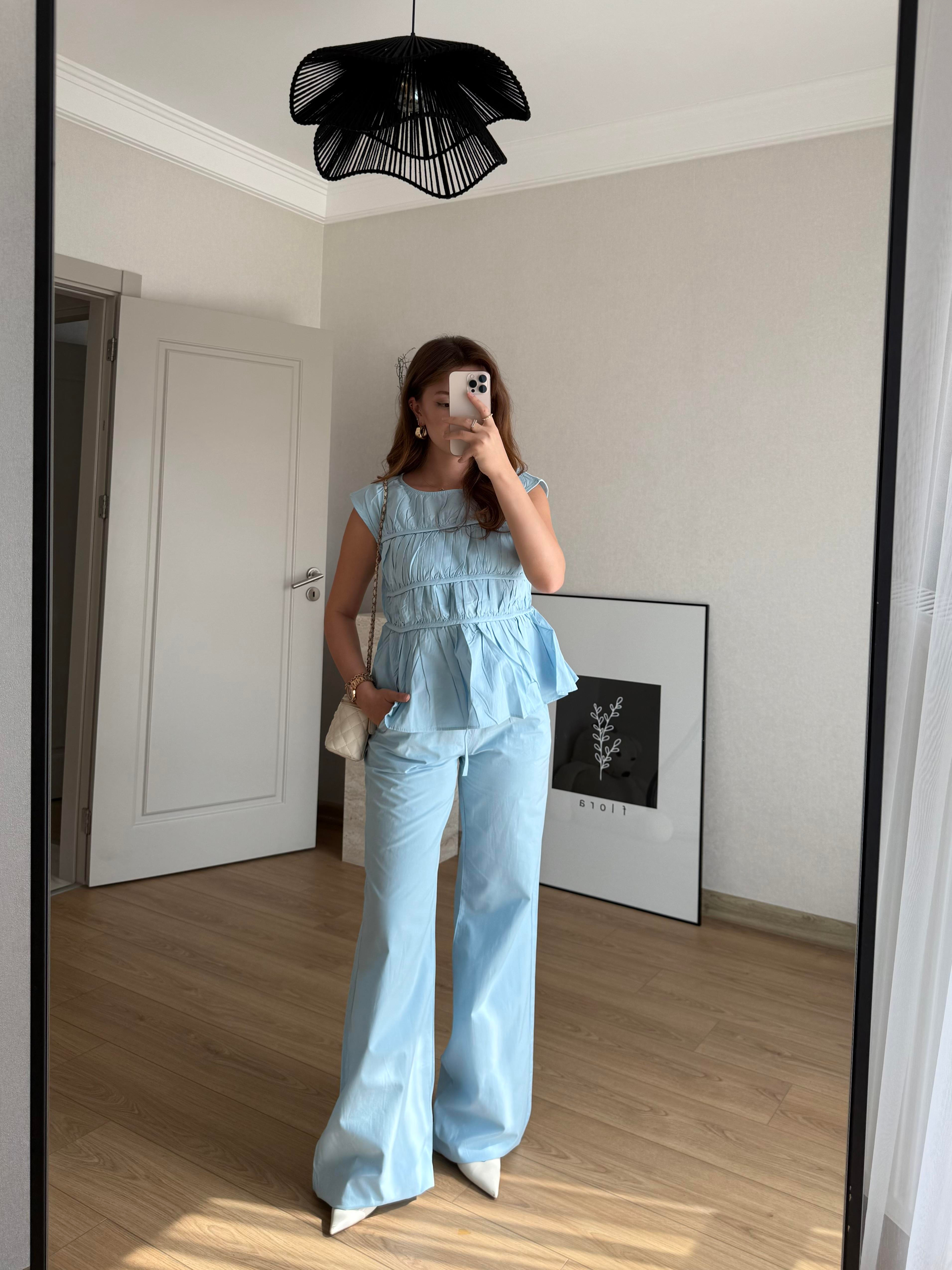 TAKIMECMEL BAŞARANMAVİ LAYER PANTALON BLUZ TAKIM