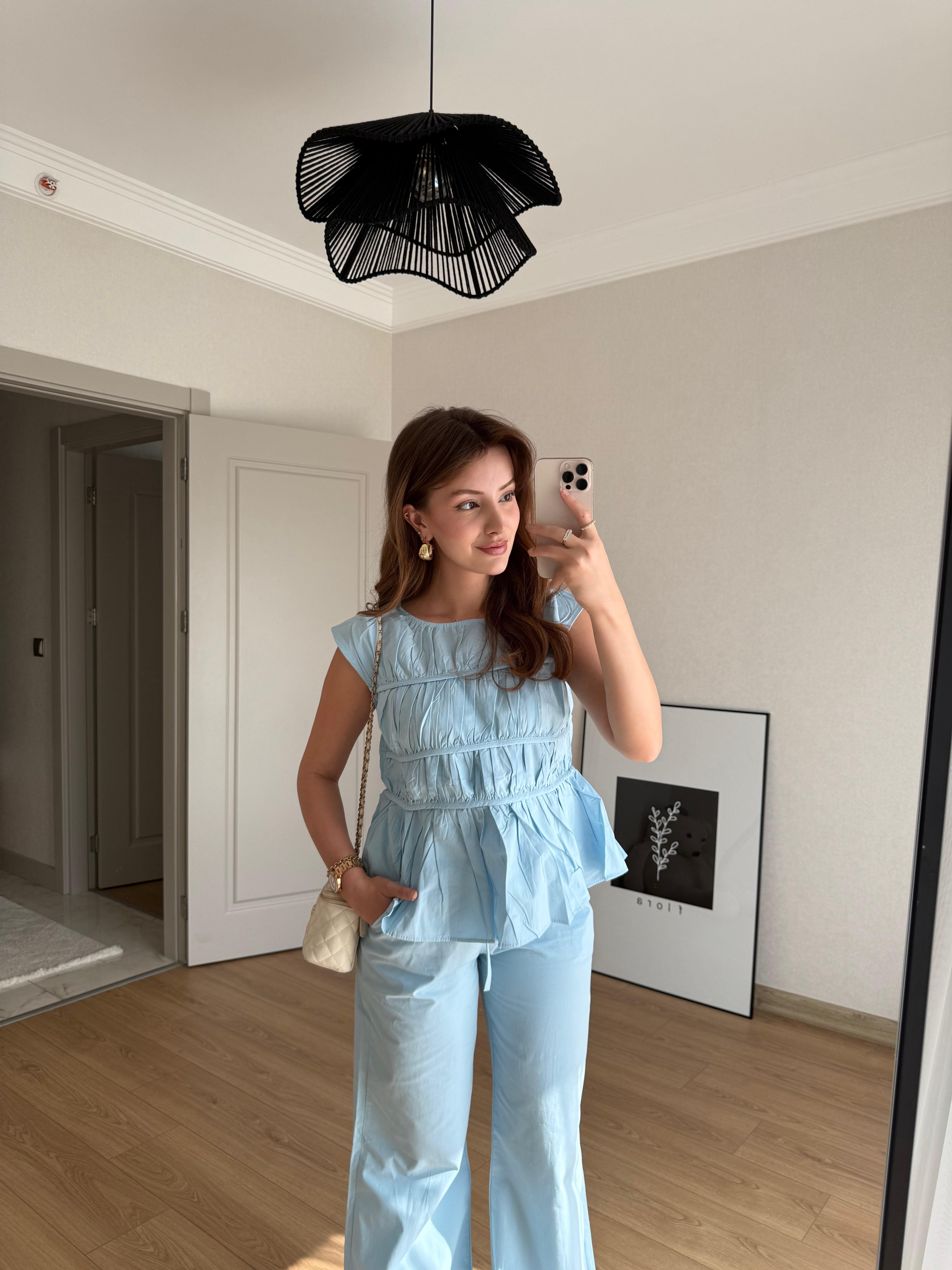 TAKIMECMEL BAŞARANMAVİ LAYER PANTALON BLUZ TAKIM