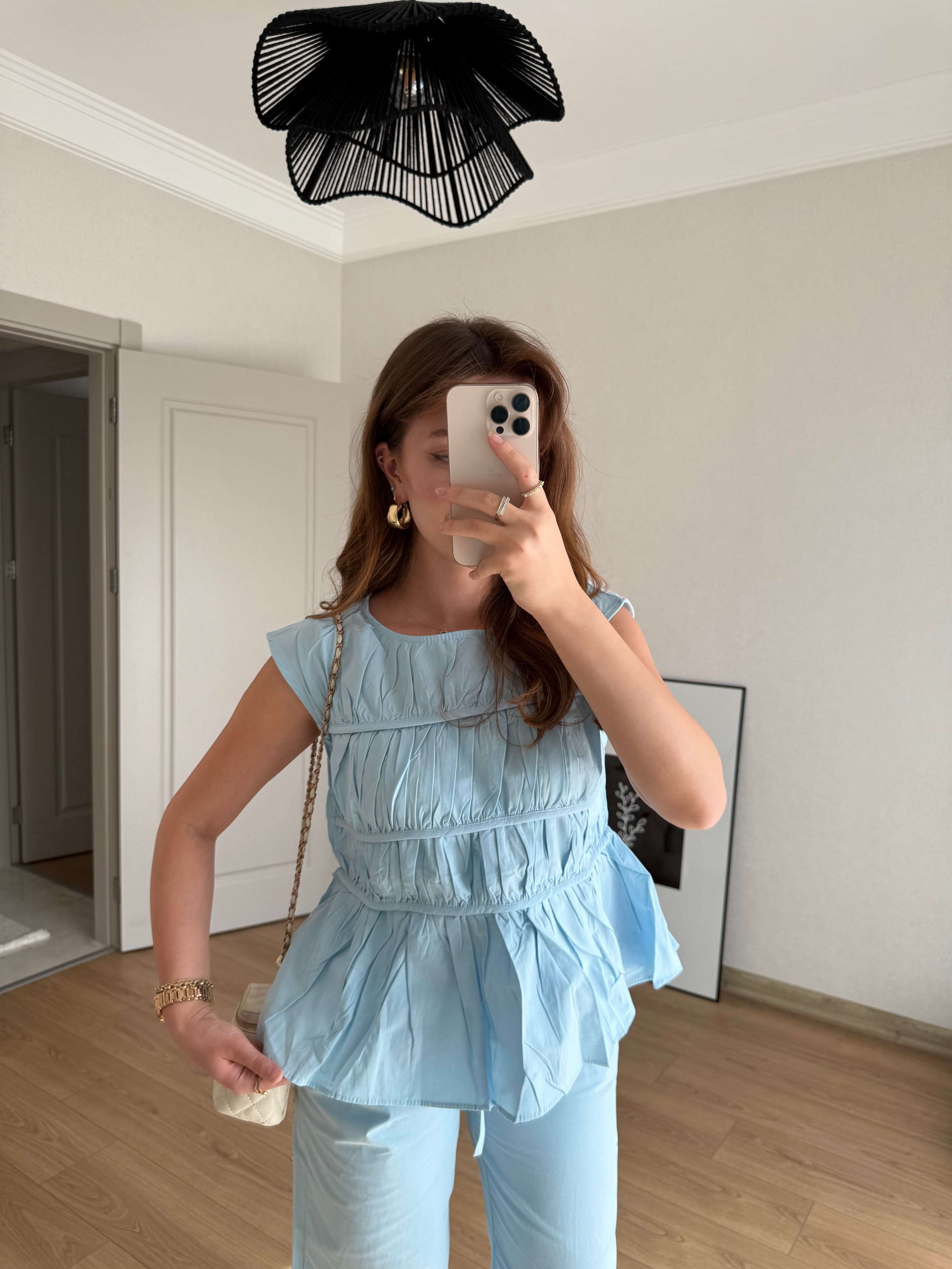 TAKIMECMEL BAŞARANMAVİ LAYER PANTALON BLUZ TAKIM