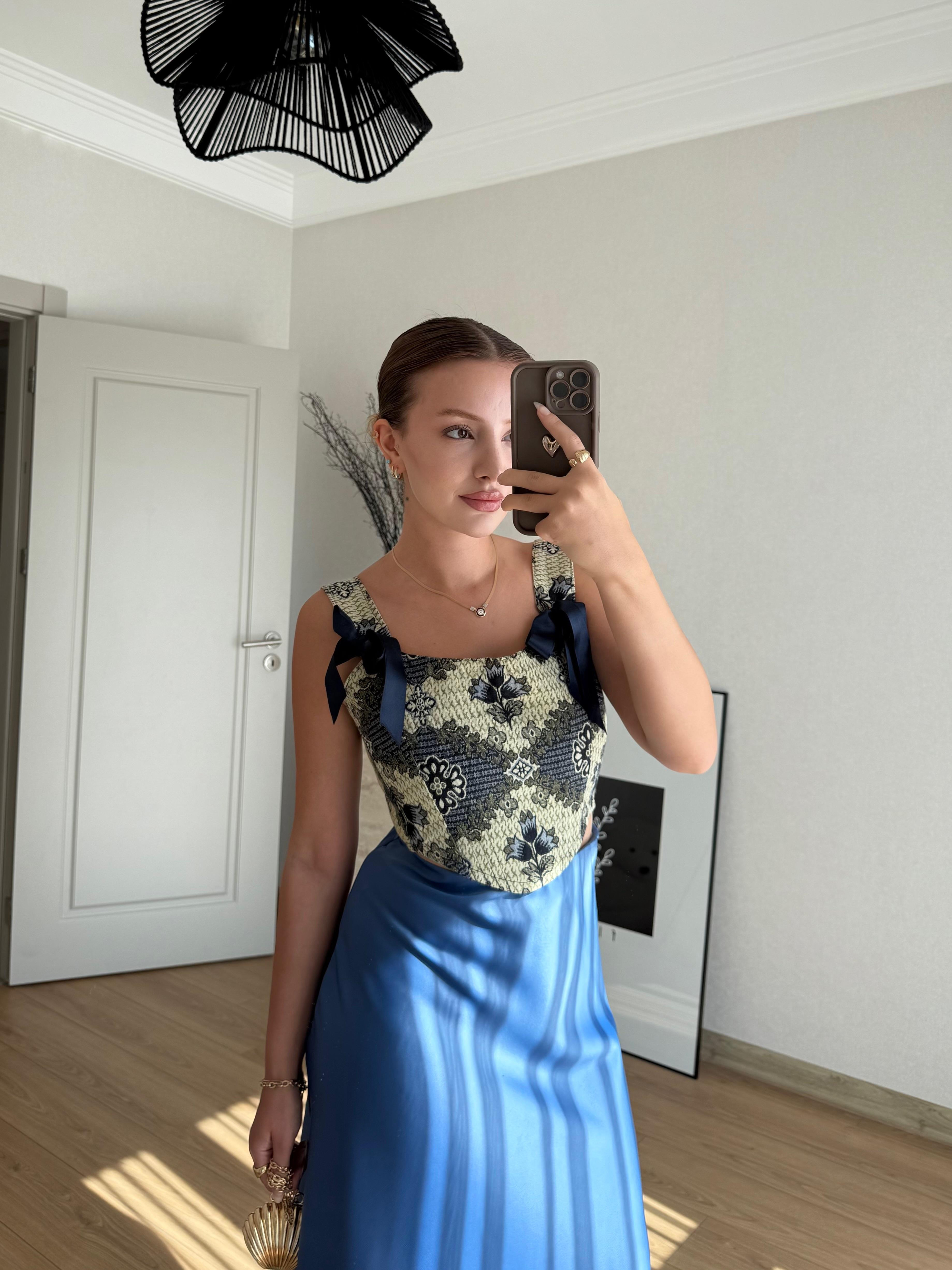 ETEKECMEL BAŞARANMAVİ SATEN ETEK